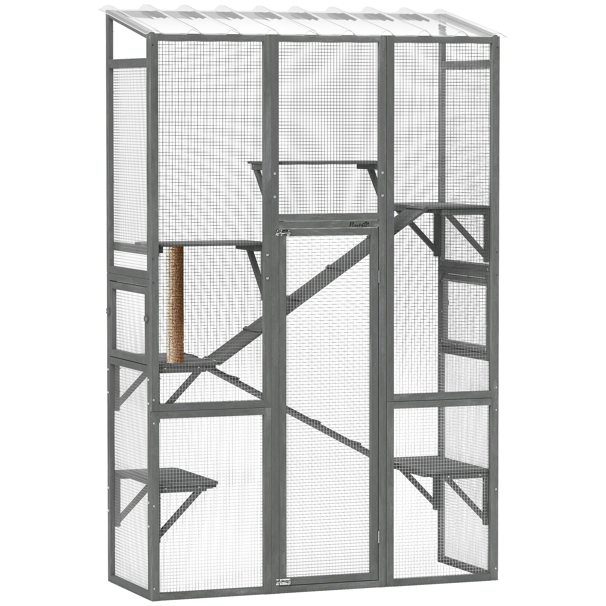 pawhut-grand-catio-enclos-ext-rieur-pour-chat-avec-6-plateformes-rampes-et-griff image 1