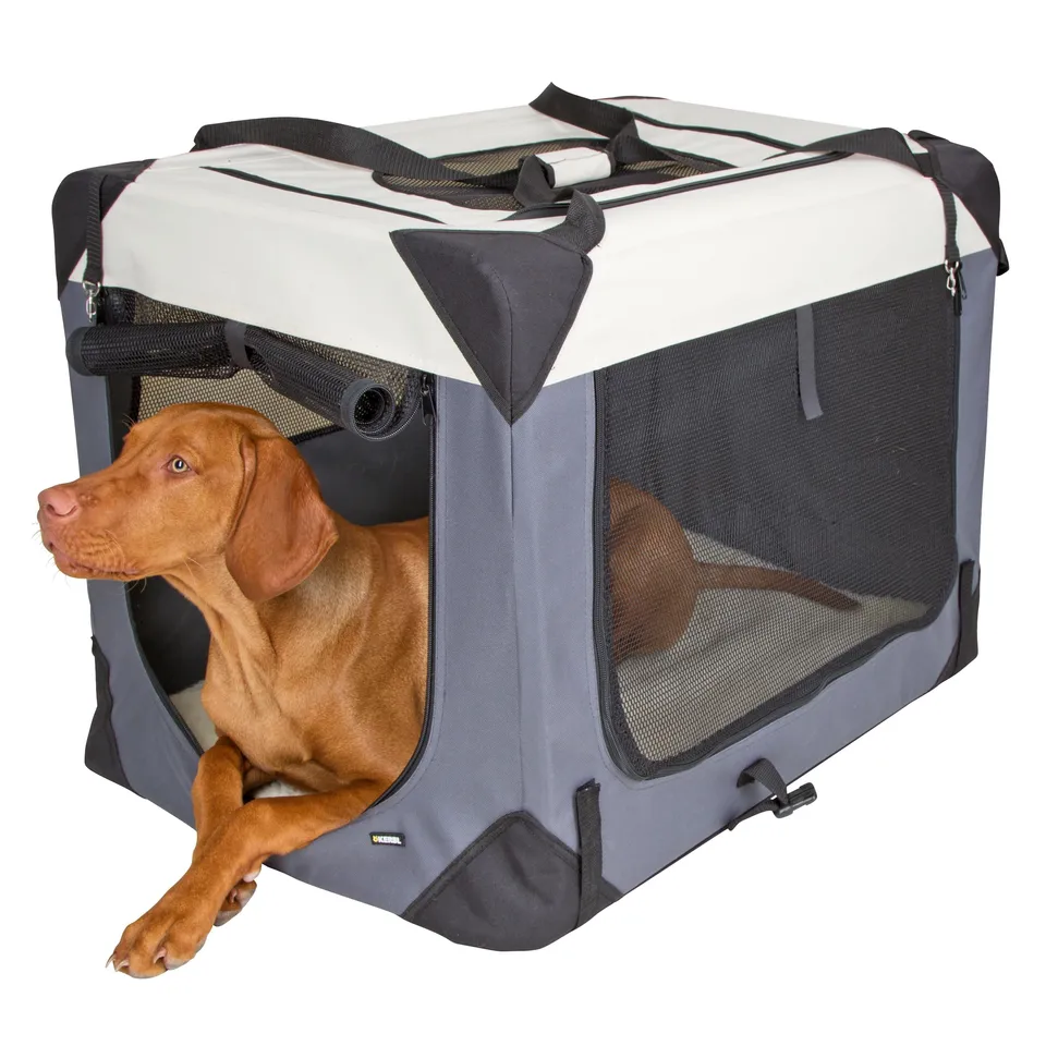 kerbl-journey-bo-te-de-transport-souple-pour-chien-91x63-5x63-5-cm-gris-beige image 1
