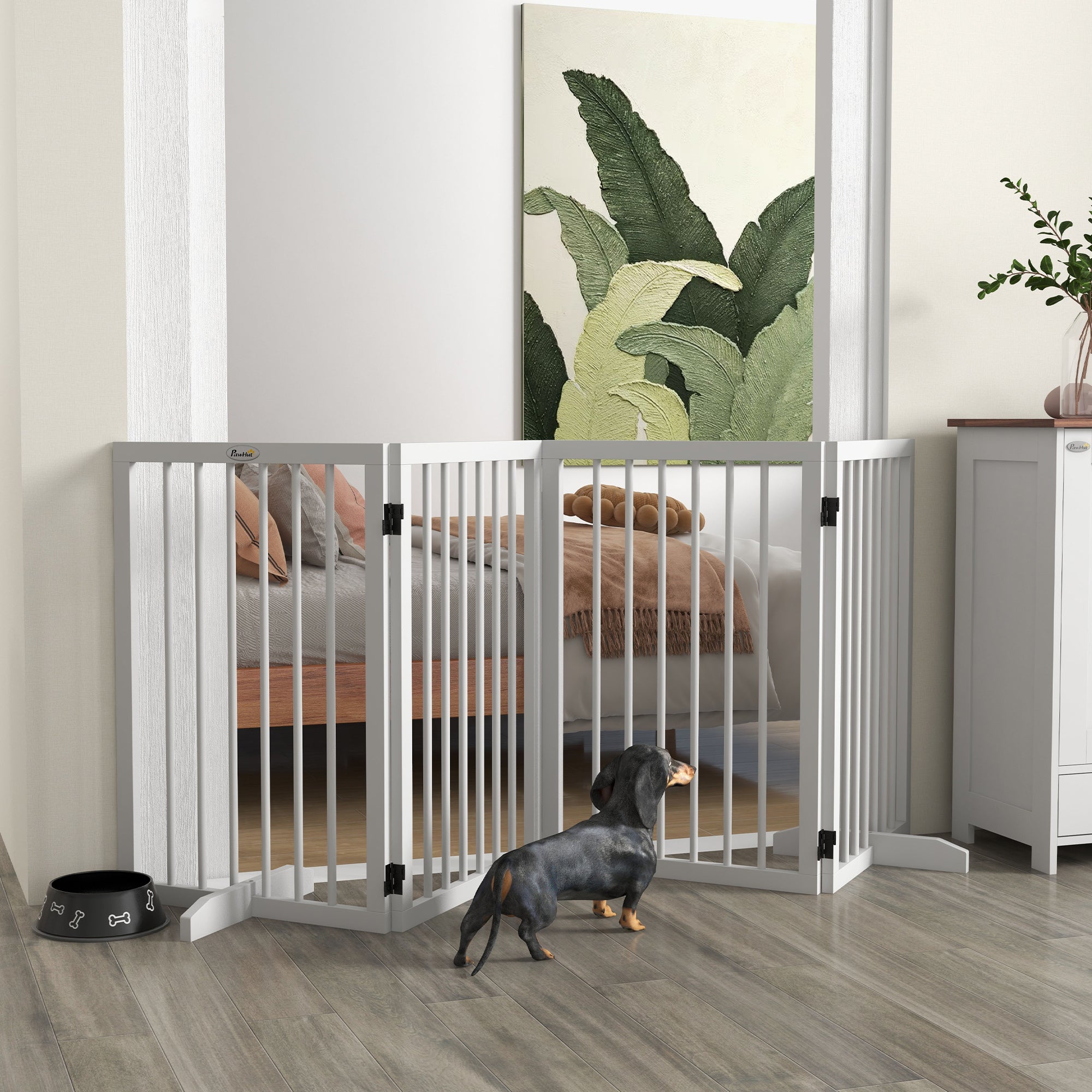 pawhut-barri-re-pour-animaux-pliable-4-panneaux-bois-blanc image 3