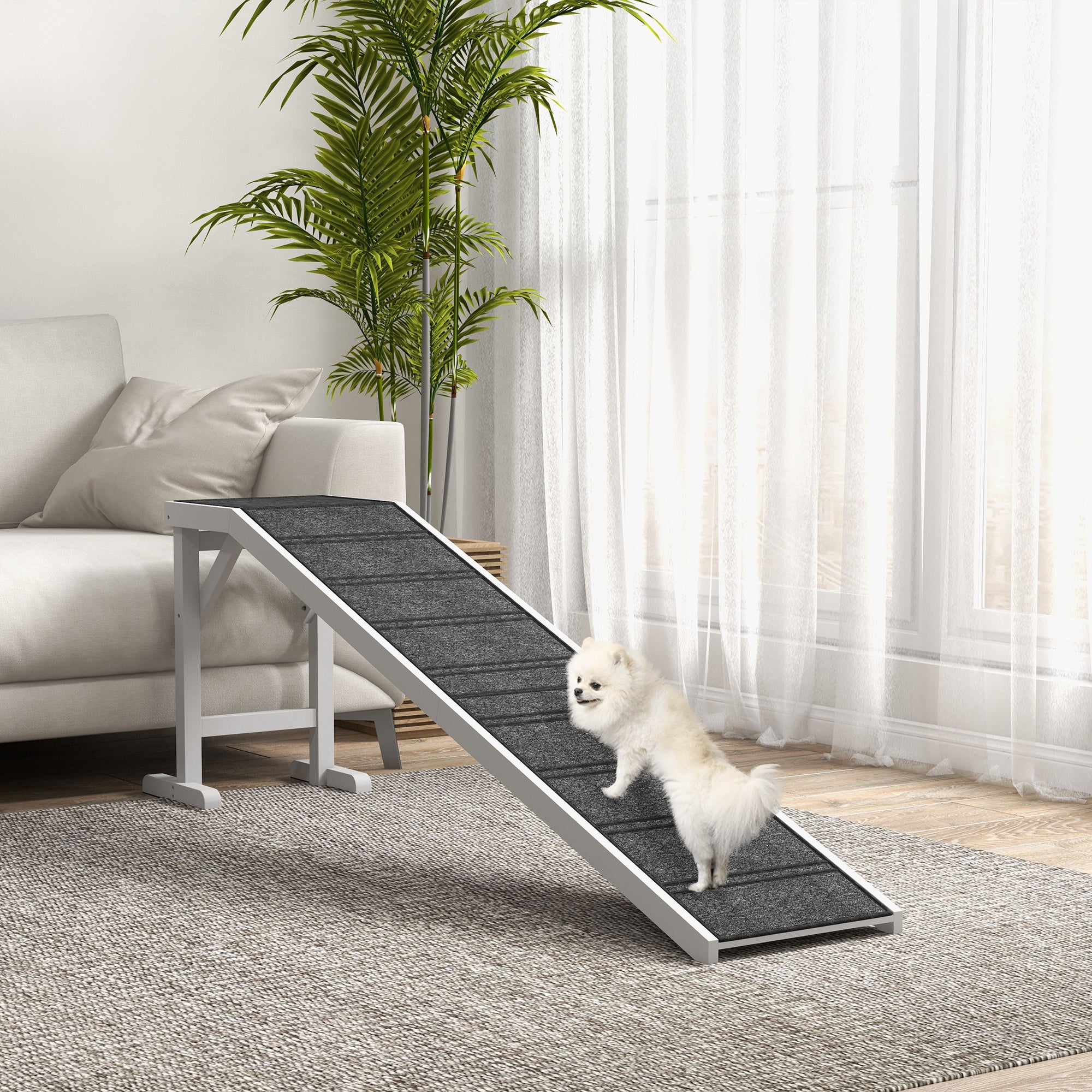 pawhut-rampe-pour-chien-bois-cerisier-pliable-antid-rapante image 3