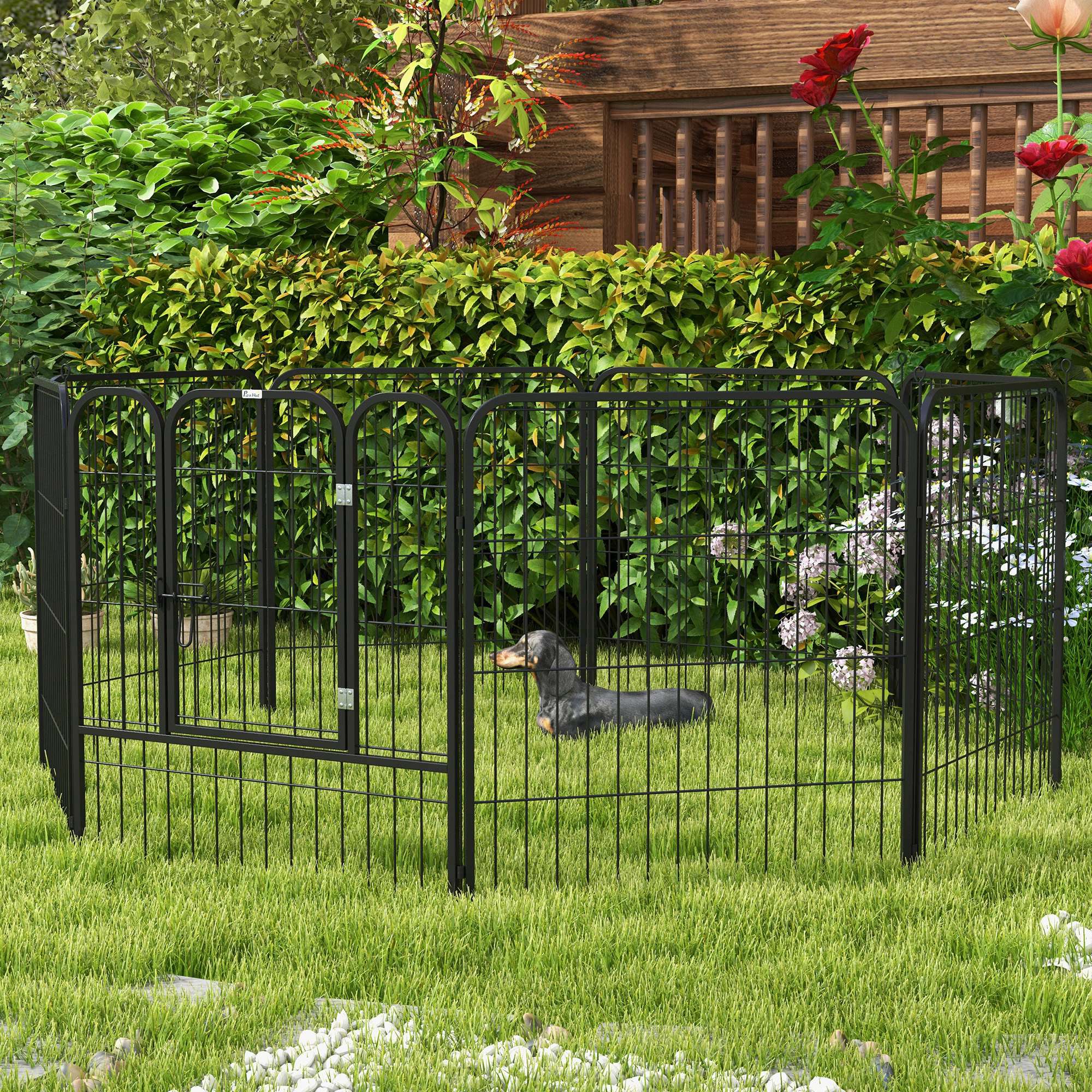 pawhut-parc-pour-chiens-8-panneaux-80-cm-enclos-modulable-int-rieur-ext-rieur image 4