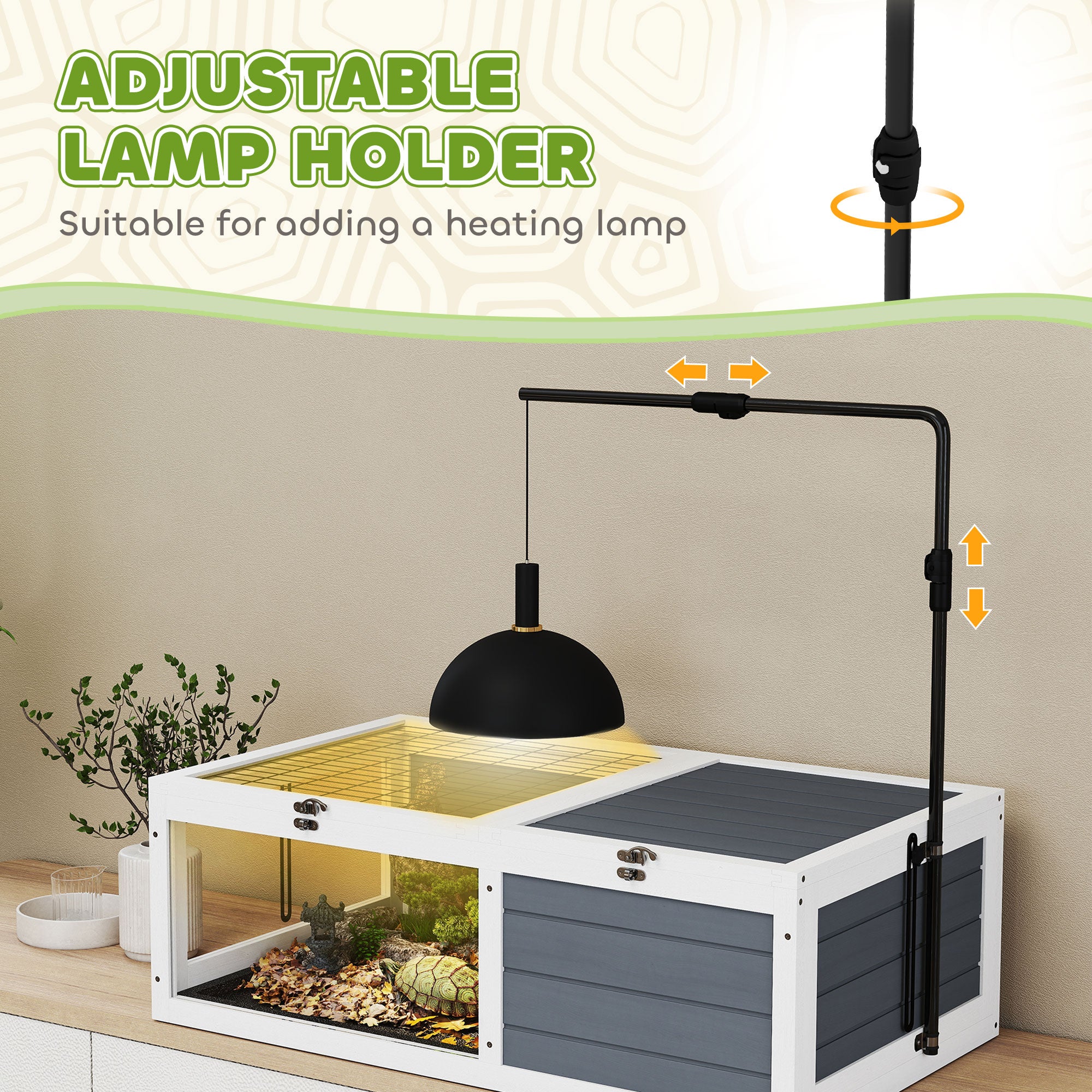 pawhut-maison-tortue-en-bois-avec-support-lampe-chauffante-gris image 7
