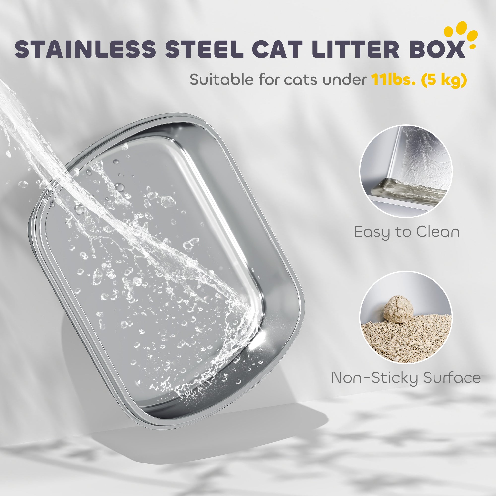 pawhut-bac-liti-re-pour-chat-avec-capot-en-inox-avec-pelle-et-d-sodorisant-blanc image 6