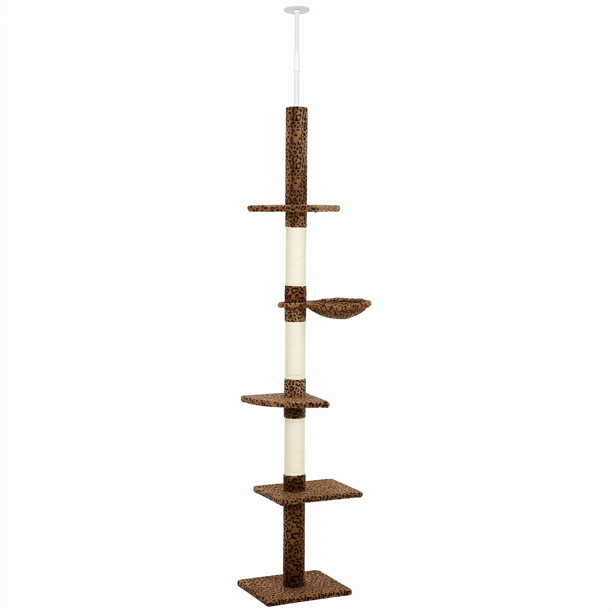 pawhut-arbre-chat-du-sol-au-plafond-91-102-5-niveaux-avec-hamac-l-opard image 2