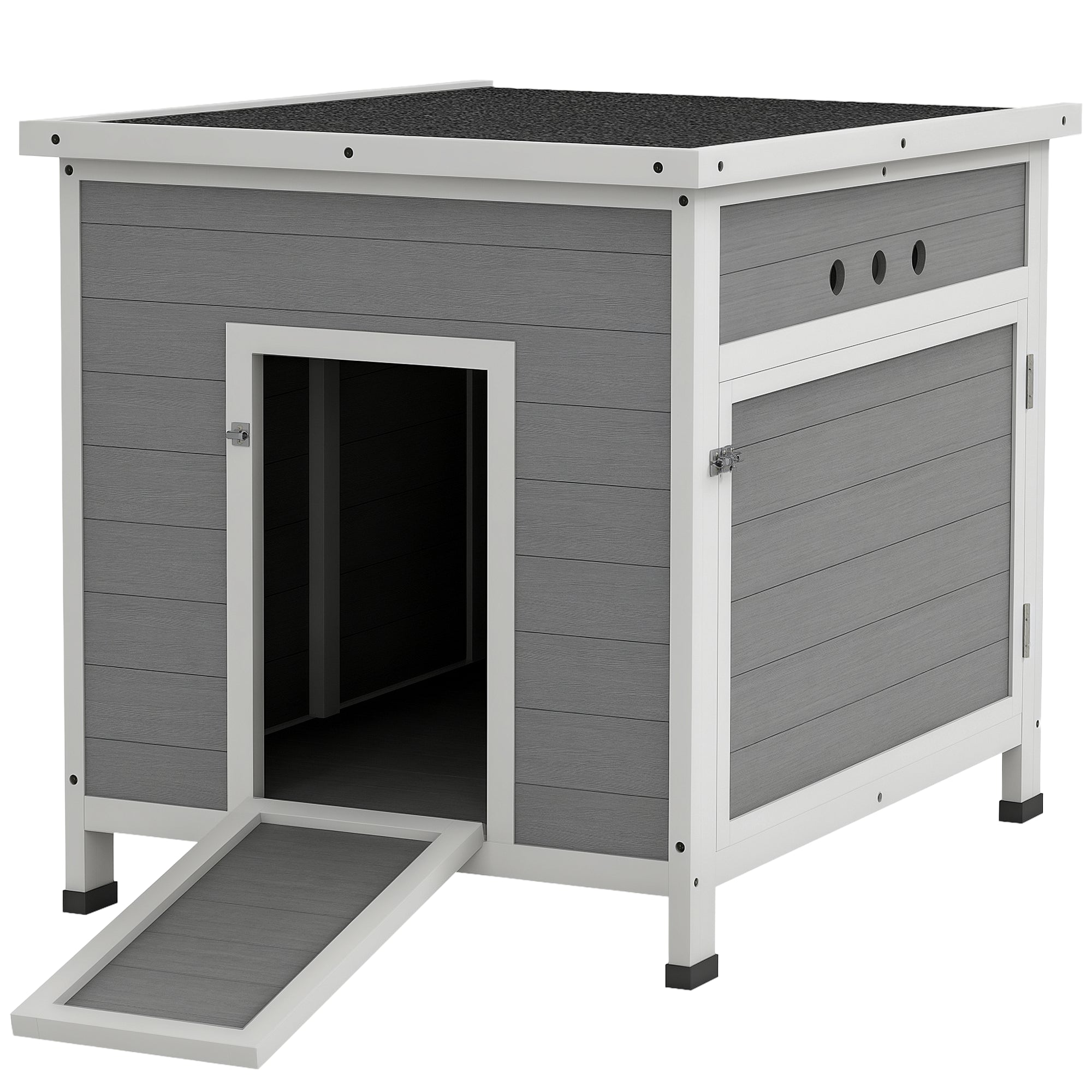 pawhut-maison-canards-bois-2-4-canards-double-porte-gris-clair image 1