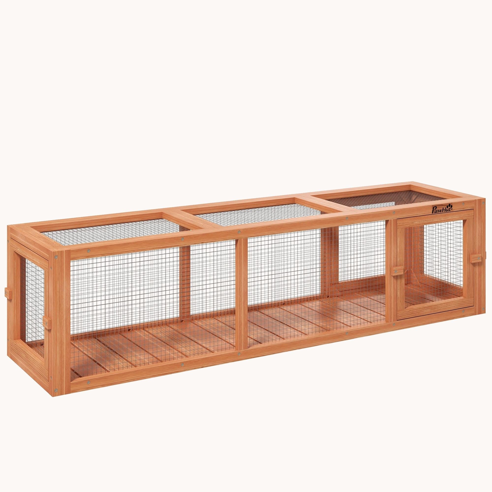 pawhut-tunnel-ext-rieur-pour-chat-59-cadre-bois-avec-4-portes-naturel image 1