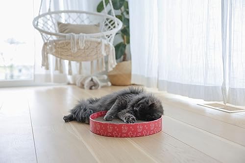 kerbl-pet-circle-griffoir-carton-ondul-recycl-rose-34-x-5-5-cm-avec-herbe-chat image 7