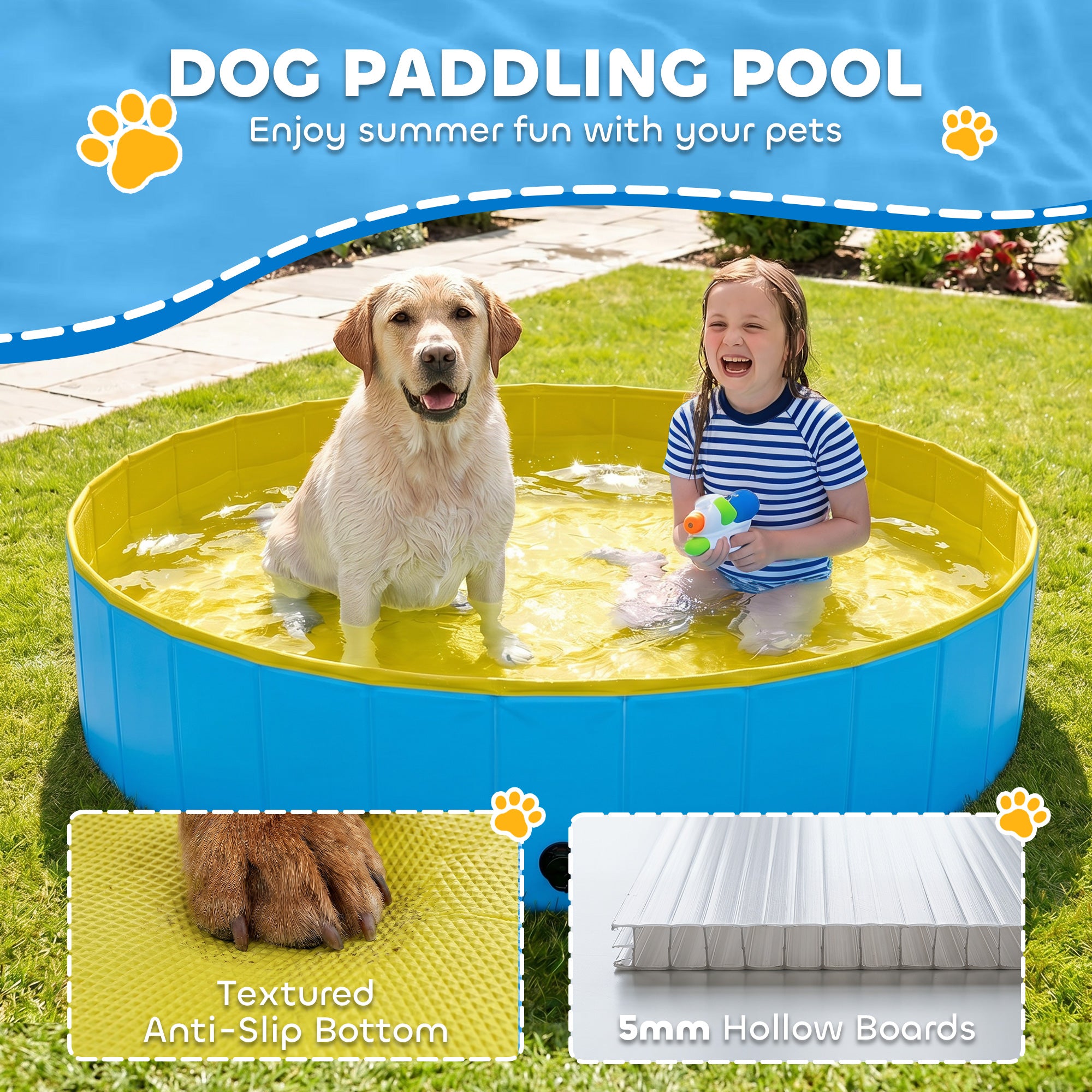 pawhut-piscine-pliable-pour-chien-160-x-30-cm-pvc-pais-bleu-et-jaune image 6