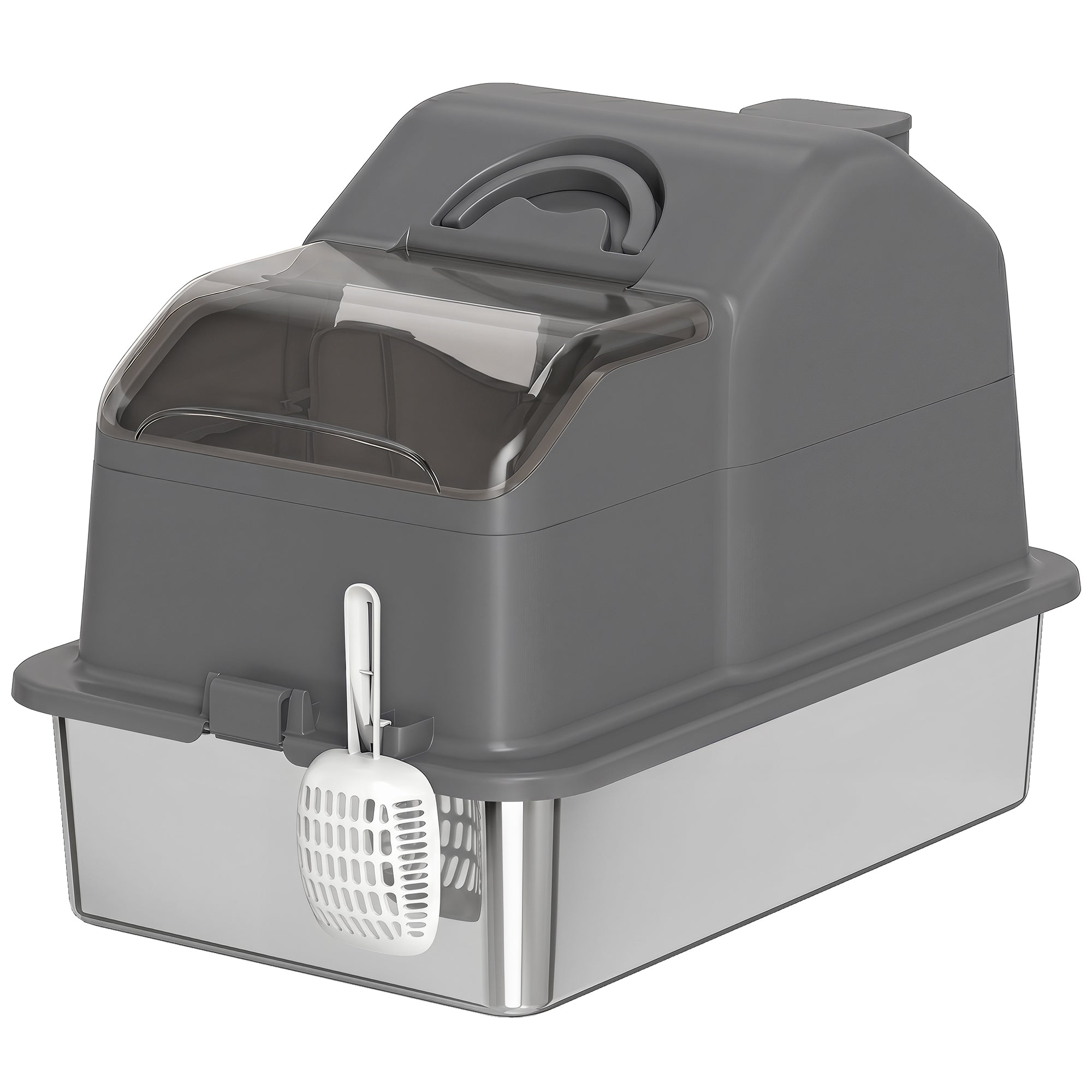 pawhut-bac-liti-re-chat-ferm-inox-xl-gris-fonc image 2