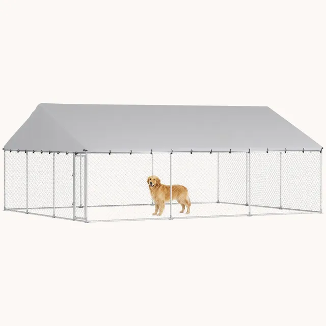 pawhut-enclos-ext-rieur-extra-large-pour-chien-avec-toit-imperm-able-6-1-x-4-6-m image 1