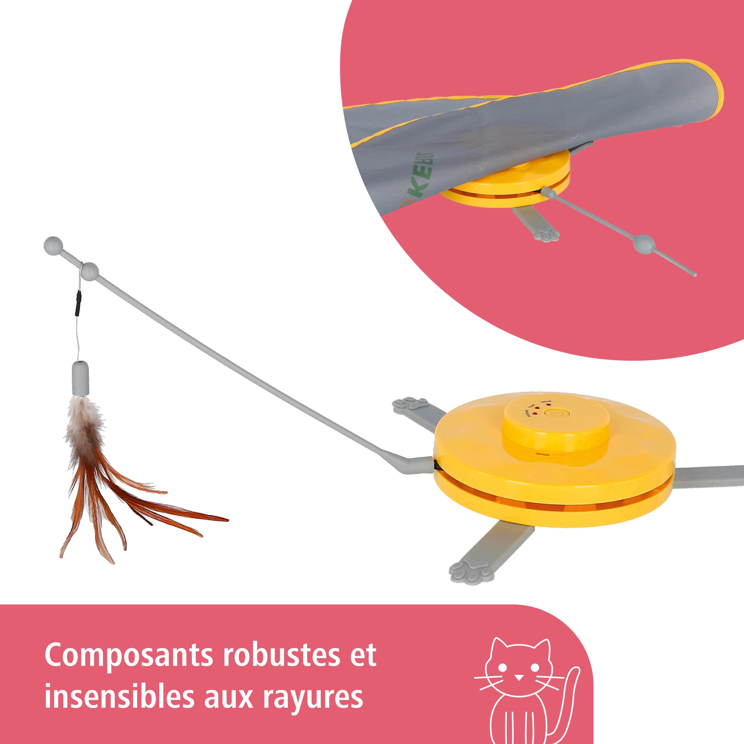 kerbl-pet-catch-the-tail-feather-jouet-interactif-pour-chat-jaune-gris image 2