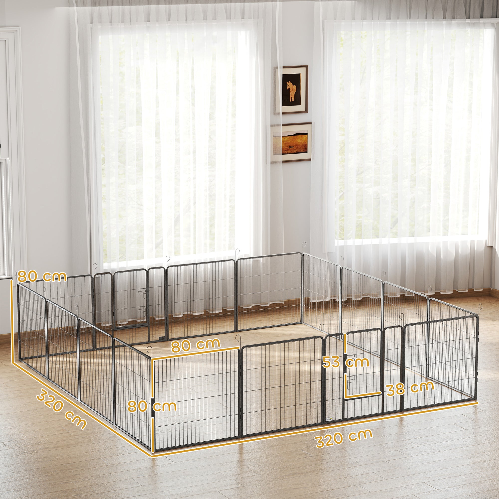 pawhut-parc-pour-chien-16-panneaux-modulable-80-cm-de-haut image 5