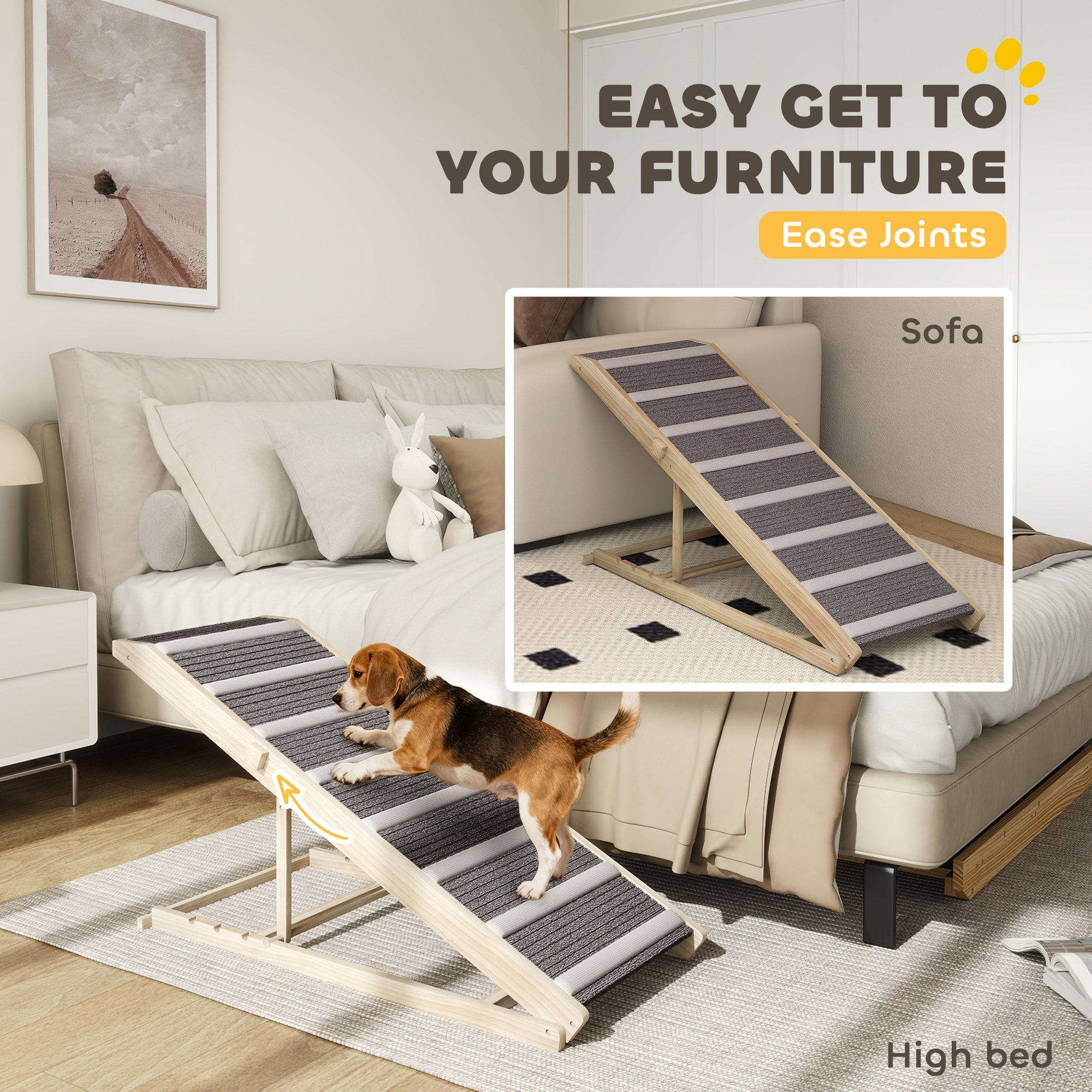 pawhut-rampe-pliable-pour-chien-4-hauteurs-r-glables-pour-canap-et-lit-naturel image 6