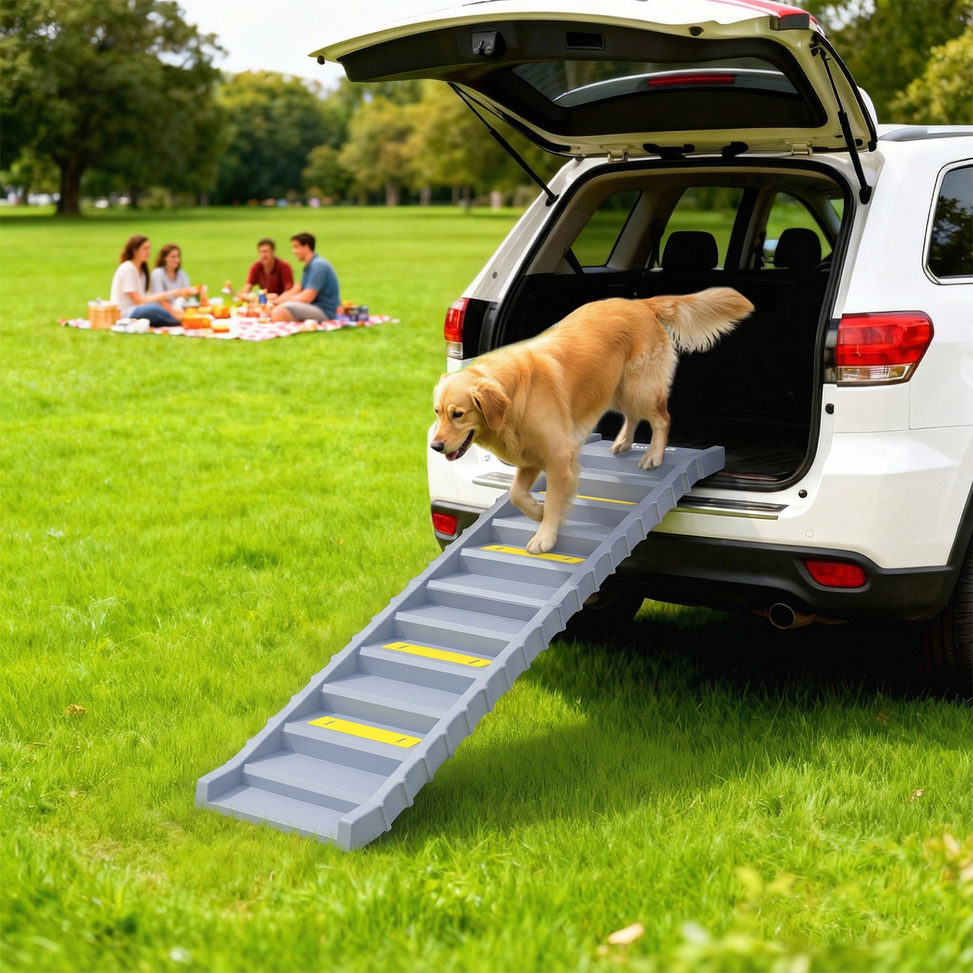 pawhut-escalier-rampe-10-marches-pour-chien-voiture-gris image 4