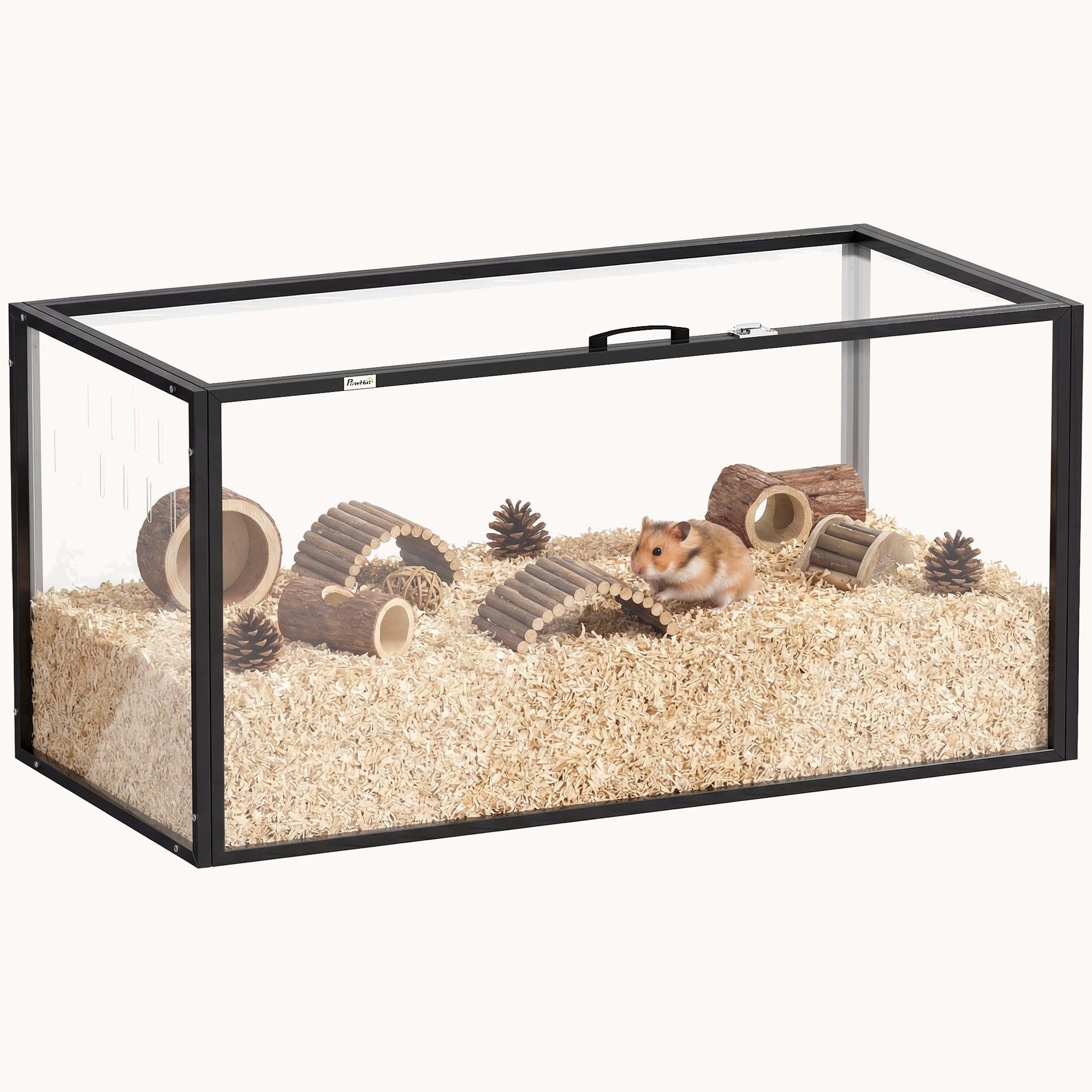 pawhut-cage-pour-hamster-en-acrylique-grand-format-avec-toit-ouvrant-pour-petits image 1