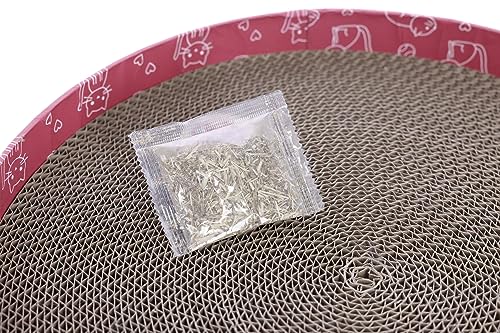 kerbl-pet-circle-griffoir-carton-ondul-recycl-rose-34-x-5-5-cm-avec-herbe-chat image 6