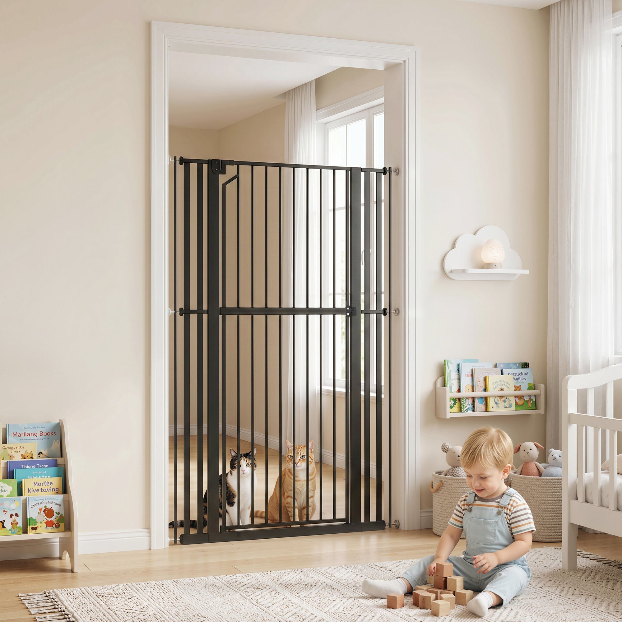 pawhut-barri-re-extra-haute-160-cm-r-glable-76-104-cm-avec-fermeture-auto image 3