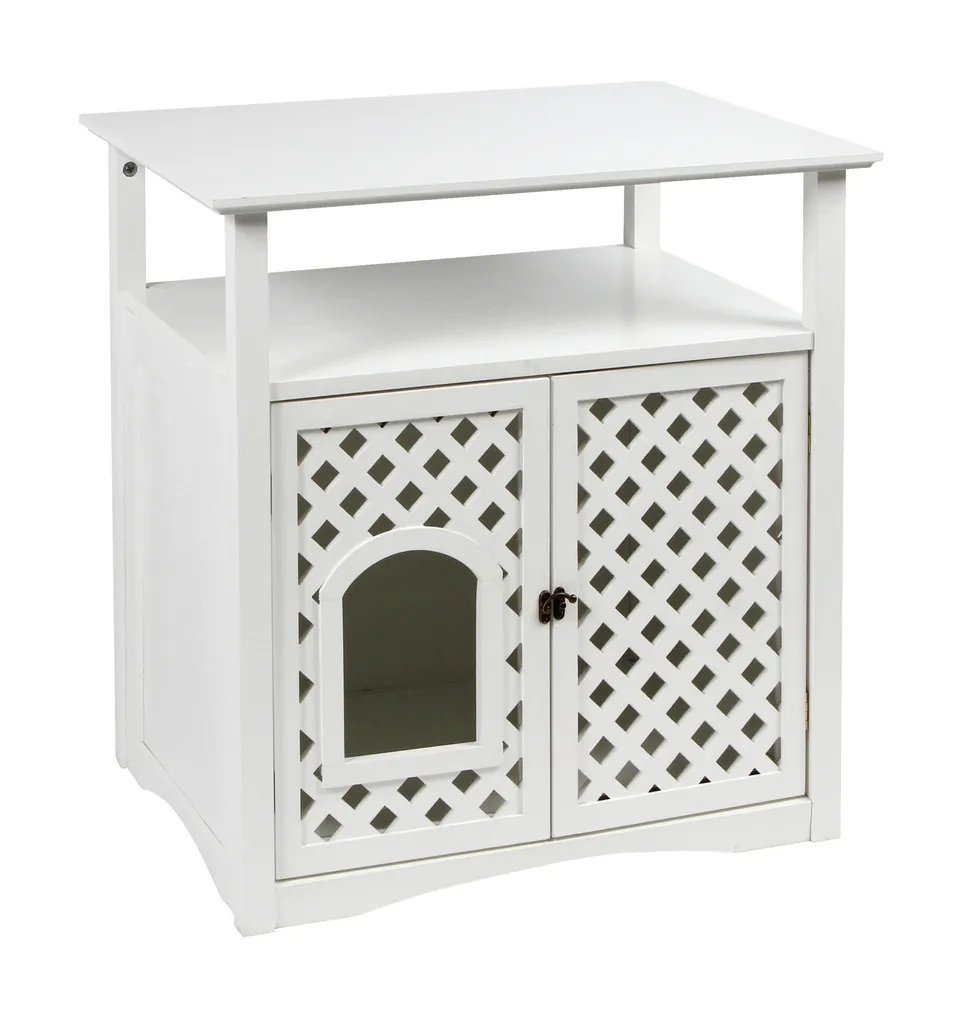 kerbl-armoire-pour-chat-helena-64x46x65-cm-blanc-cache-liti-re-et-couchage image 1