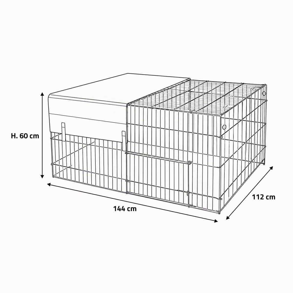 kerbl-pet-enclos-ext-rieur-galvanis-avec-protection-solaire-144x112x60-cm image 6