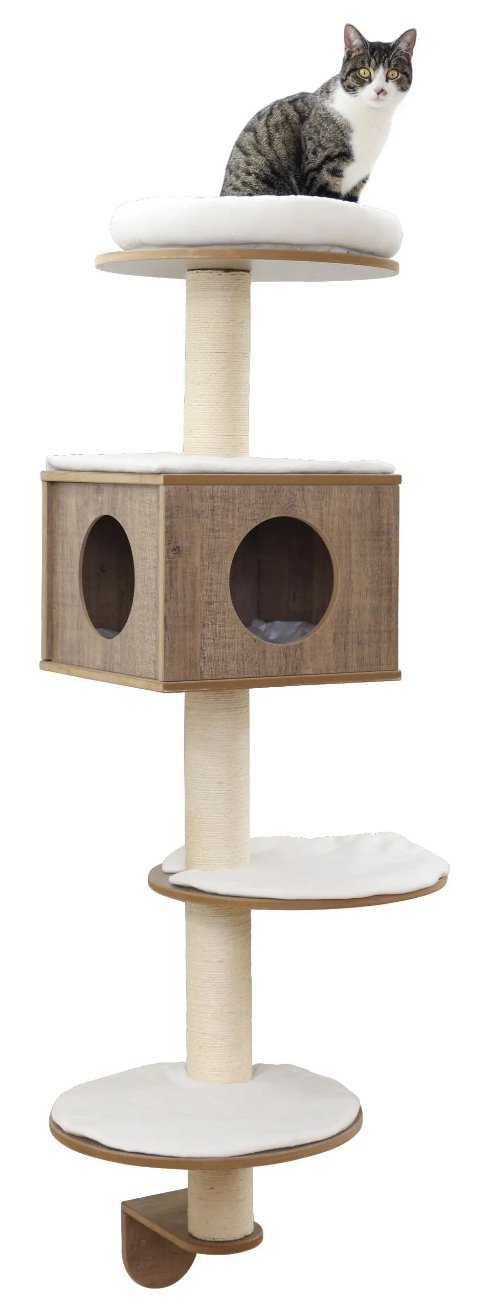 kerbl-dinari-arbre-chat-mural-blanc-marron-45x45x177-cm image 1