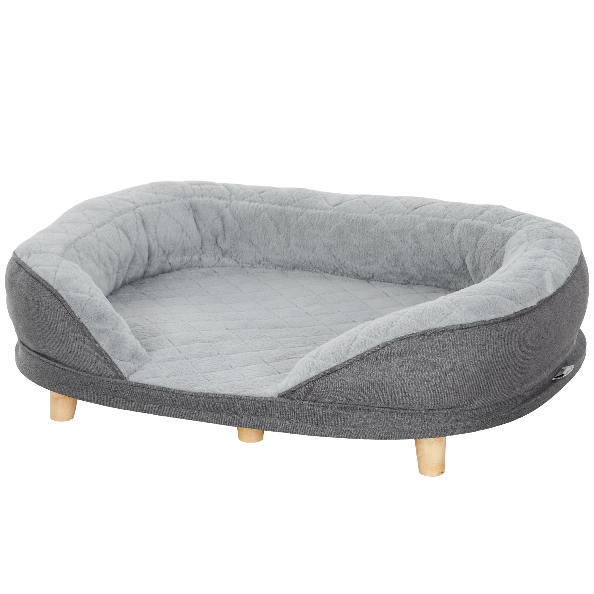 pawhut-canap-lit-pour-grand-chien-avec-housse-amovible-lavable-gris image 2