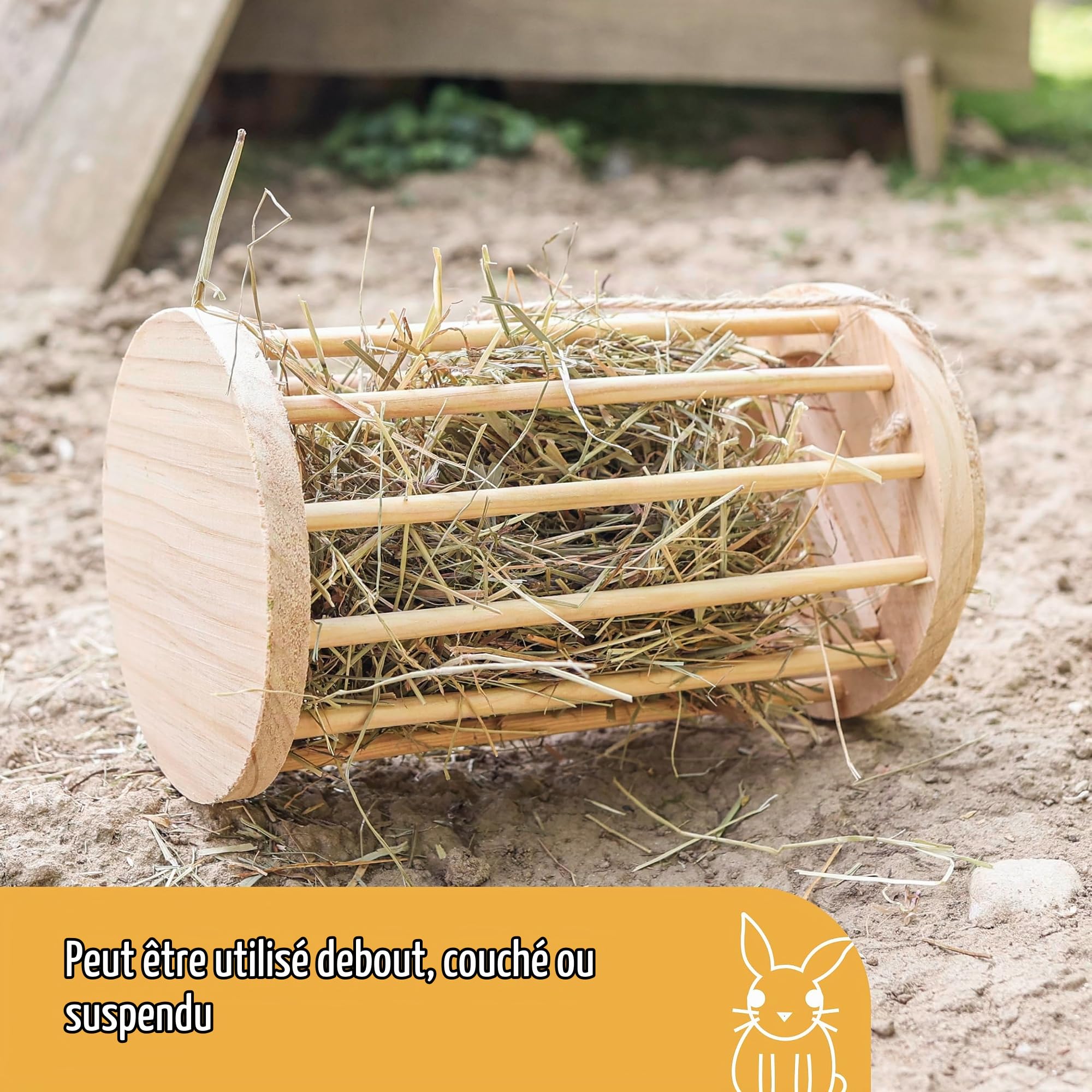 kerbl-pet-r-telier-foin-3-en-1-bois-25-cm-rouleau-rongeurs image 2