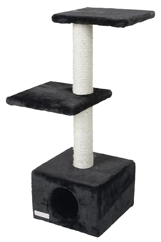 kerbl-arbre-chat-venus-sweet-30-x-30-x-85-cm-noir-grotte-griffoir-sisal image 6