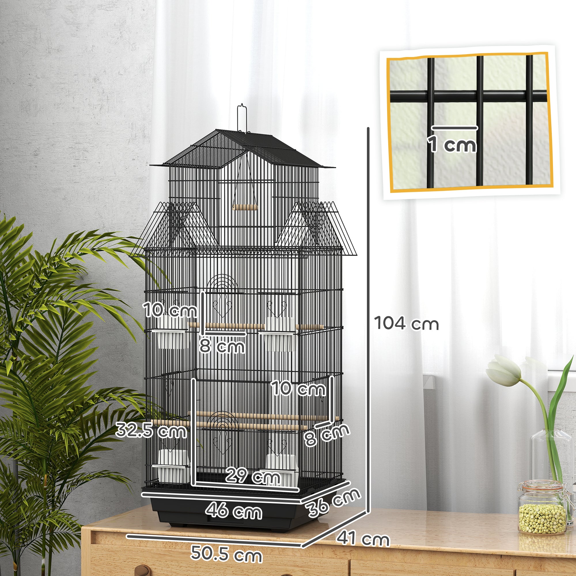 pawhut-cage-oiseaux-acier-avec-acc-s-facile-pour-perruches-43-x-32-5-x-104-cm image 5