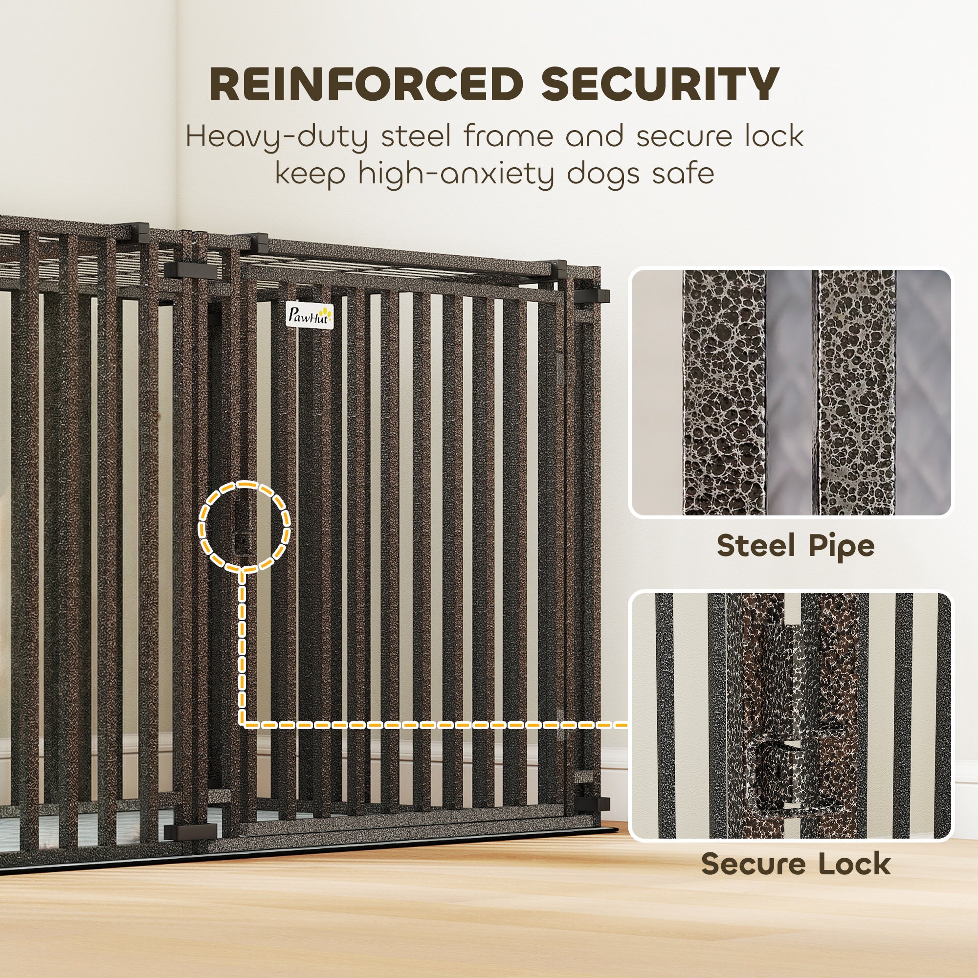 pawhut-cage-chien-m-tal-robuste-83-avec-s-parateur-et-tapis-tanche-noir image 6