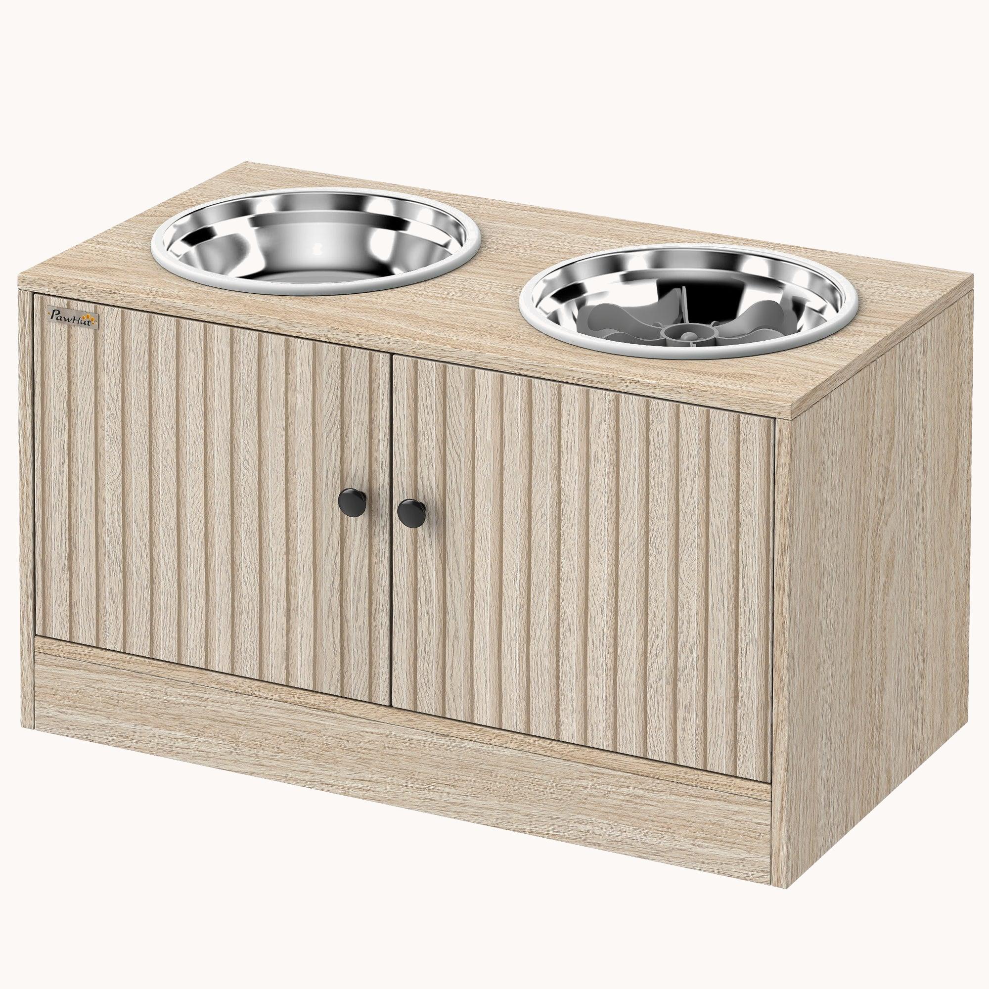 pawhut-gamelle-sur-lev-e-pour-grand-chien-avec-meuble-rangement-2-bols-inox-rale image 2