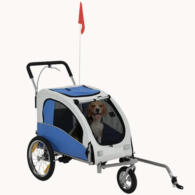 pawhut-remorque-v-lo-et-poussette-2-en-1-pour-chien-jusqu-20-kg-gris-clair image 1