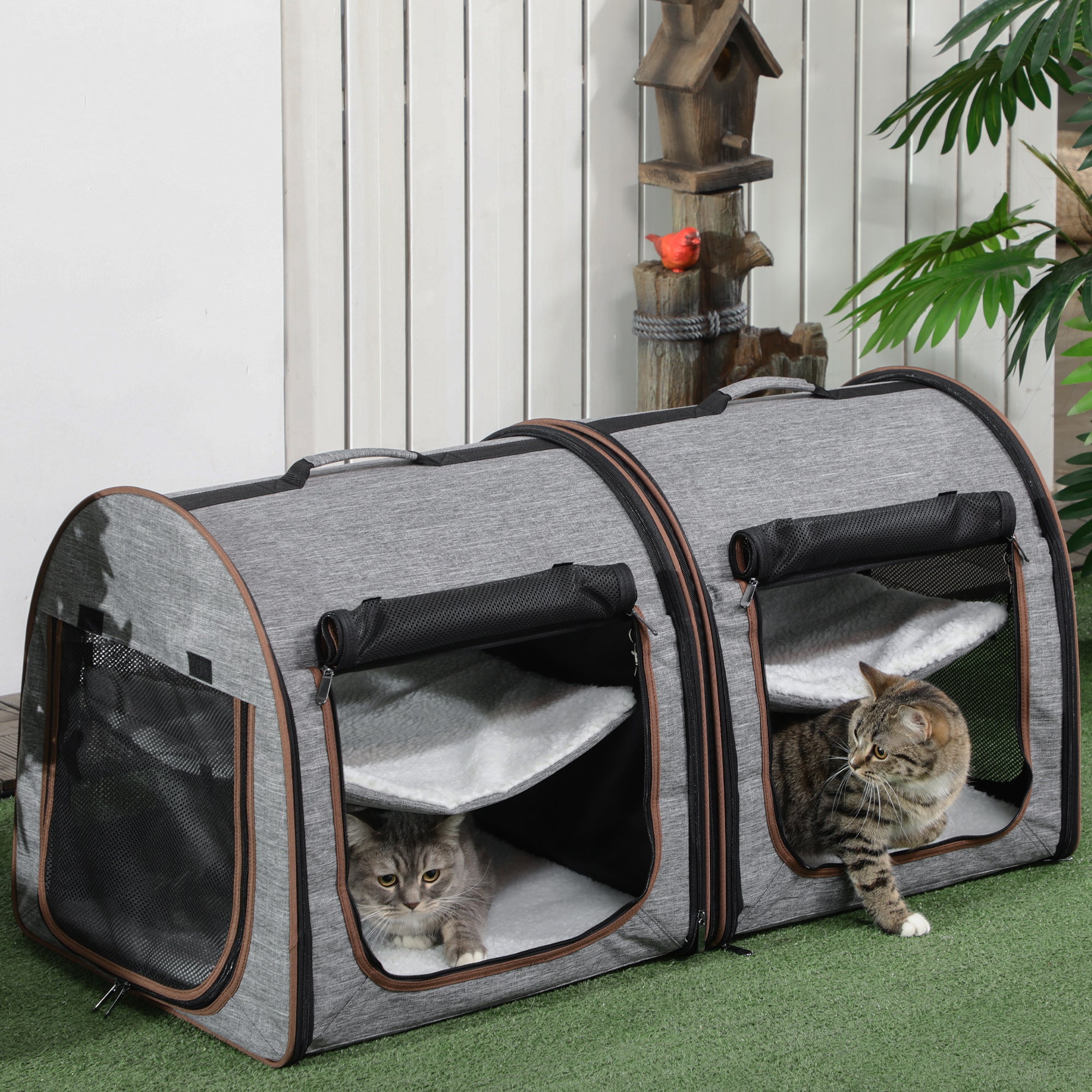 pawhut-sac-transport-double-avec-s-parateur-2-compartiments-et-coussins-gris image 3
