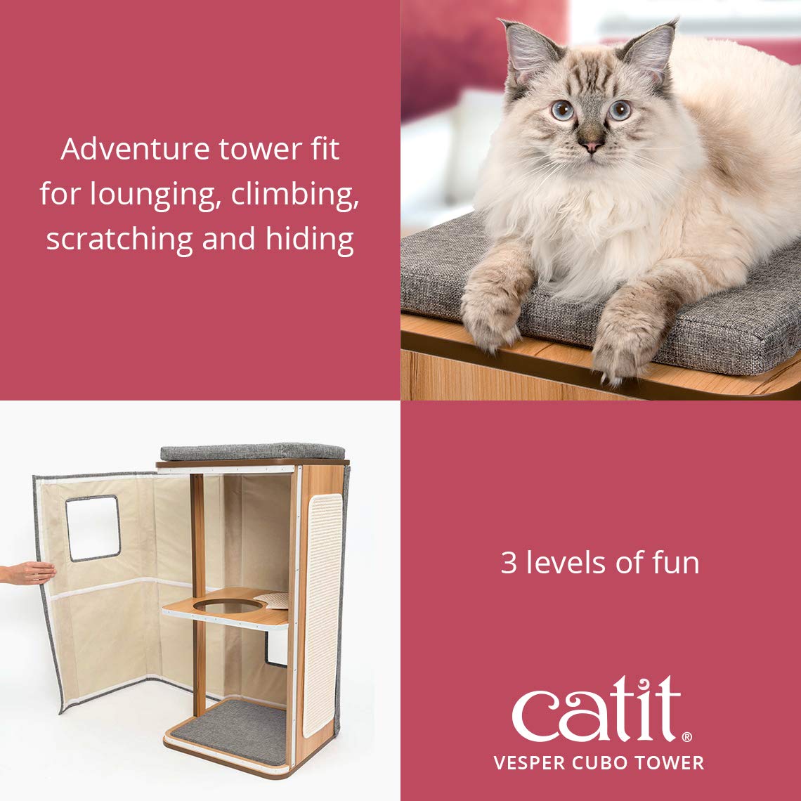 catit-vesper-cubo-tower-arbre-chat-pierre-3-niveaux-m-moire-de-forme image 2
