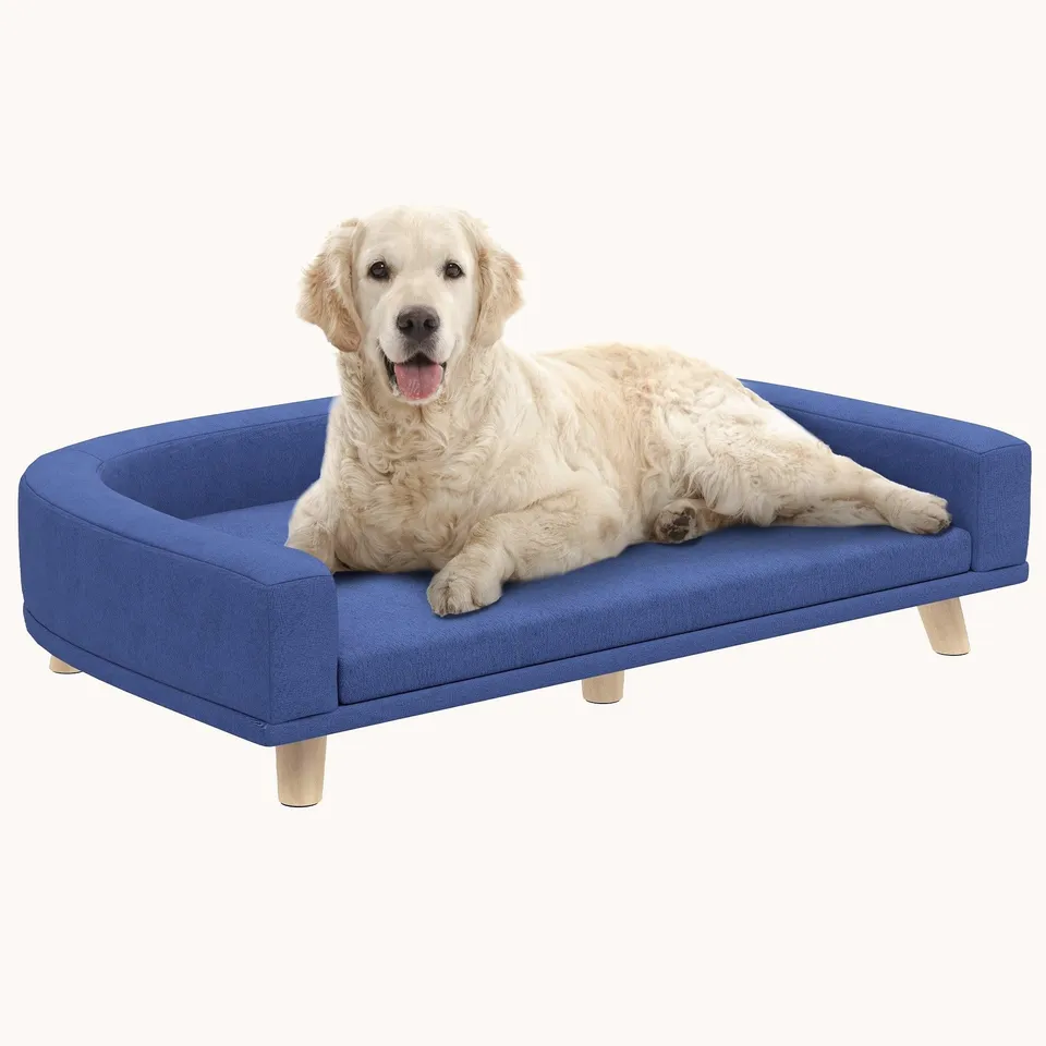 pawhut-canap-lit-de-luxe-en-peluche-pour-grands-chiens-bleu image 1