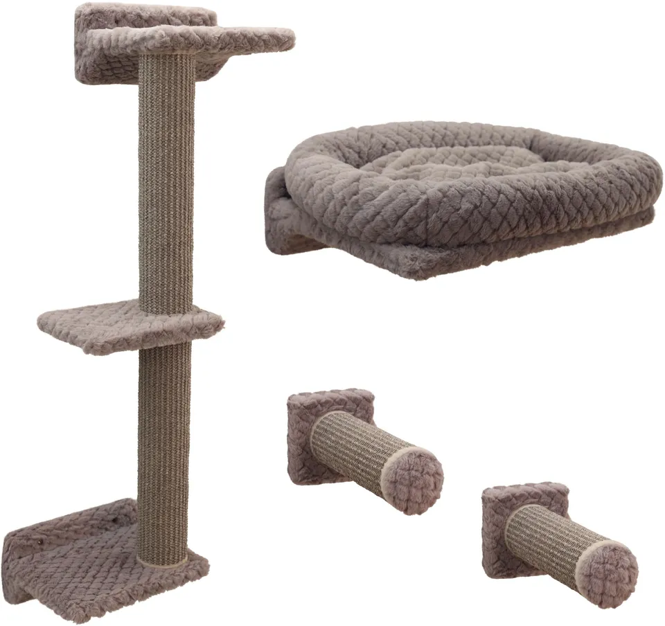 kerbl-pet-monte-alpi-mur-d-escalade-mural-pour-chat-taupe-8-parties-sisal-10-kg- image 1