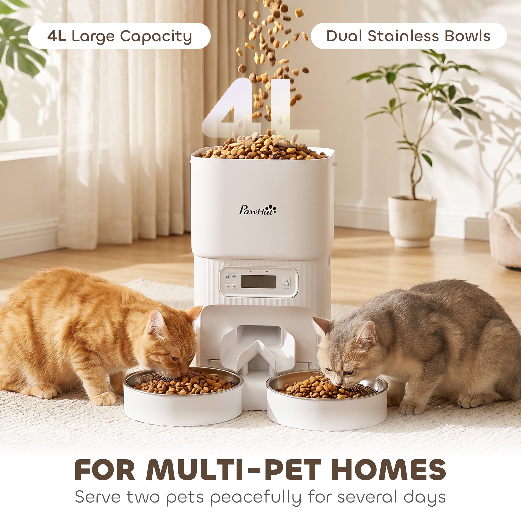 pawhut-distributeur-automatique-pour-chat-4l-1-6-repas-par-jour-double-bol image 6