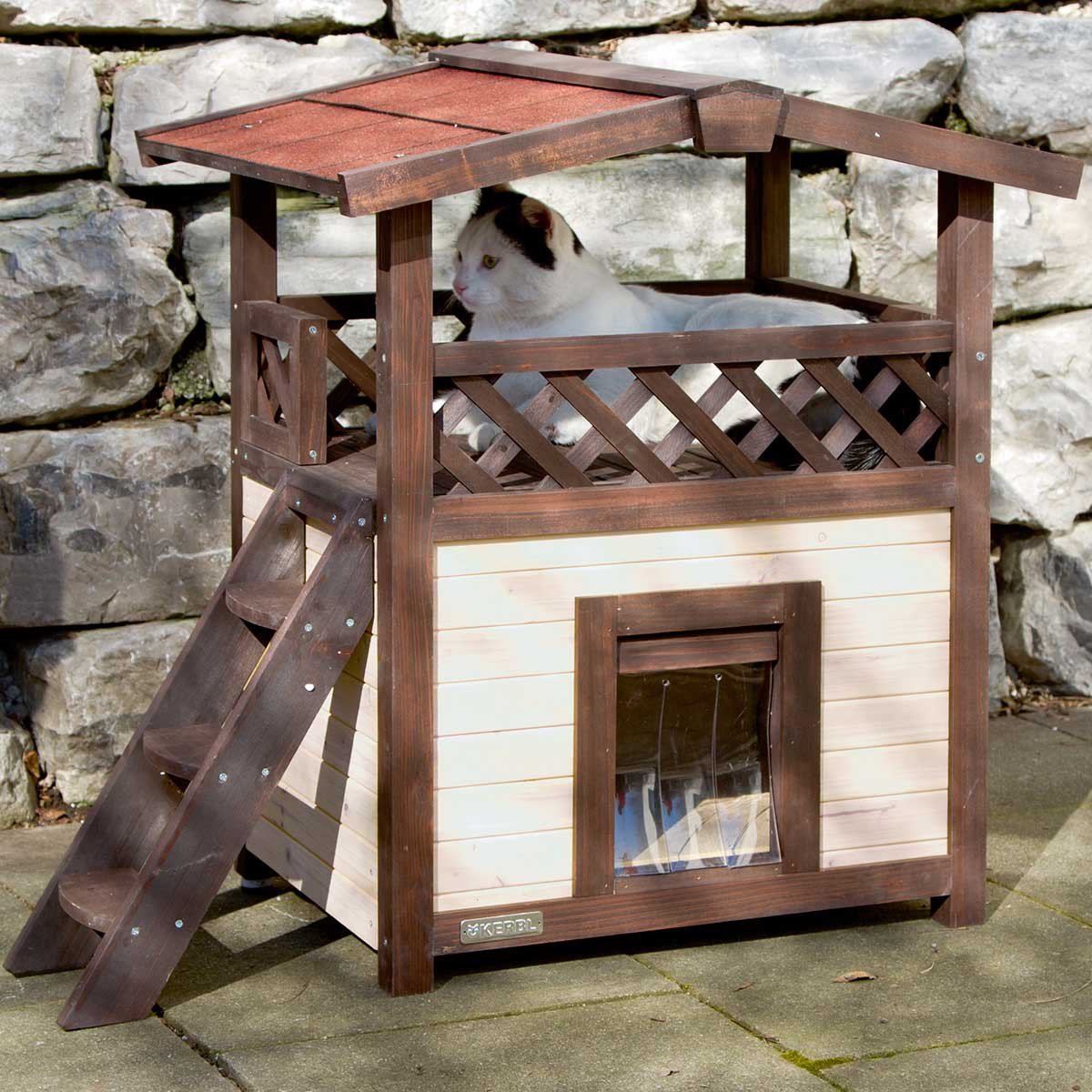 kerbl-pet-cabane-pour-chat-chauffante-4-seasons-deluxe-88x57x77-cm-marron image 2