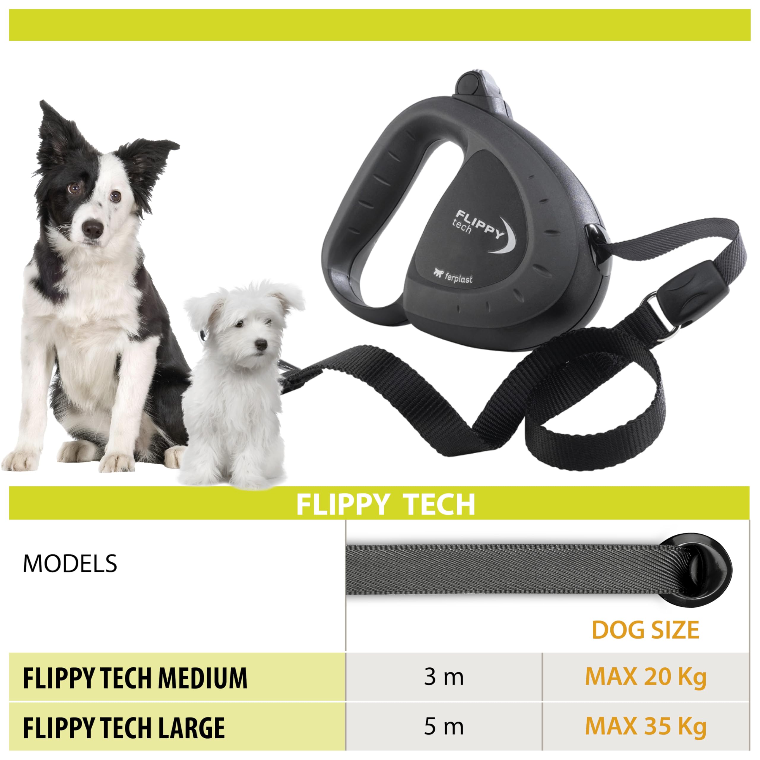 ferplast-flippy-tech-laisse-enrouleur-sangle-3-m-pour-chien-jusqu-25-kg-noir image 6