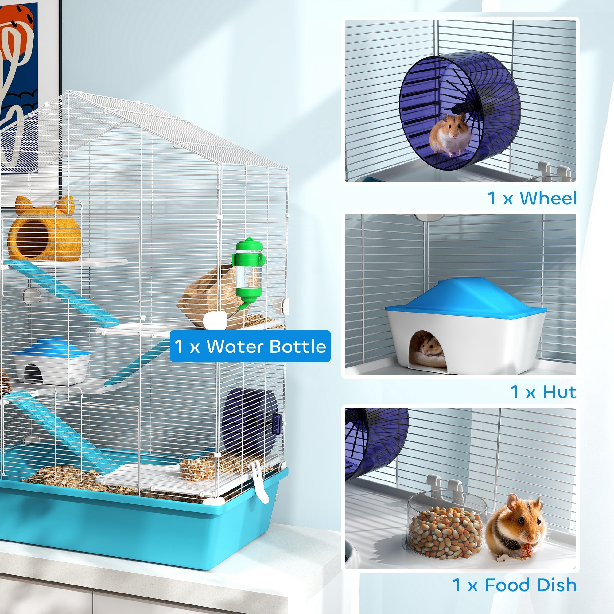 pawhut-cage-pour-hamster-5-niveaux-avec-plateformes-rampes-et-roue-d-exercice-bl image 7