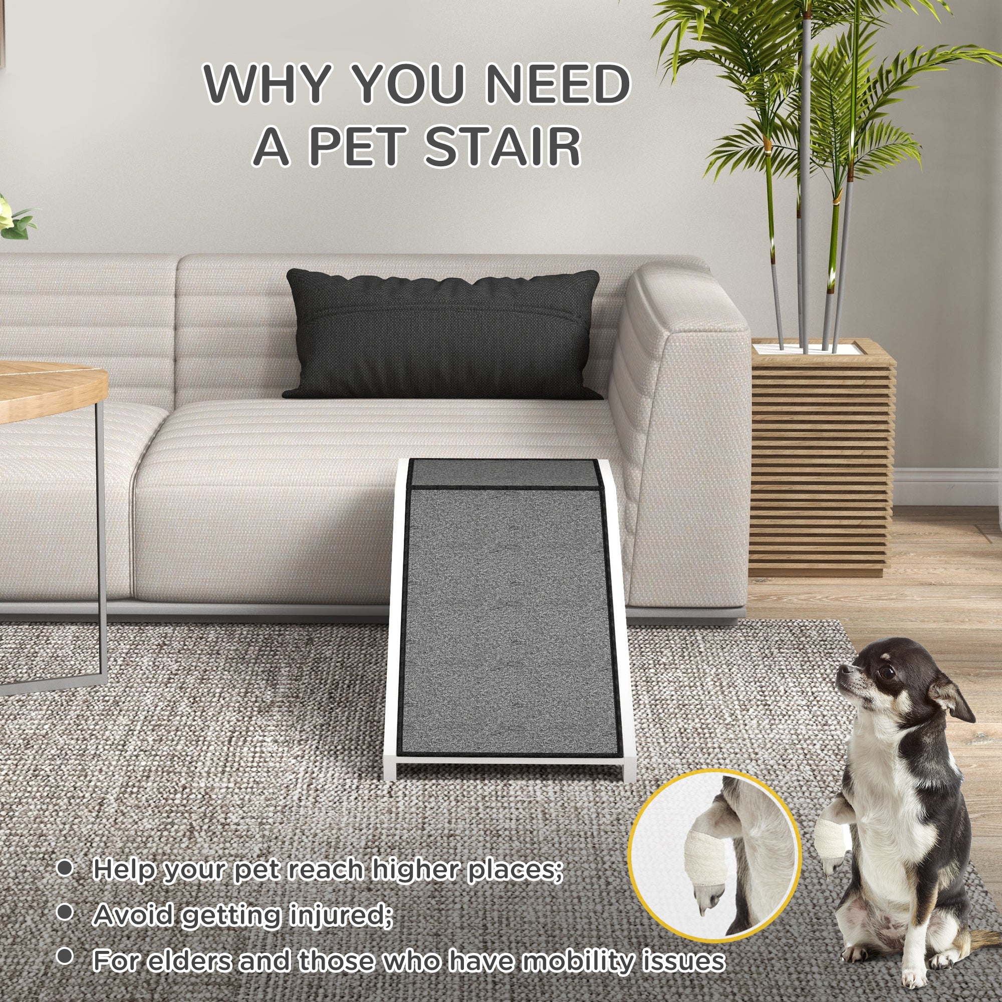 pawhut-rampe-chien-124-cm-pour-lit-avec-tapis-antid-rapant-blanche image 8