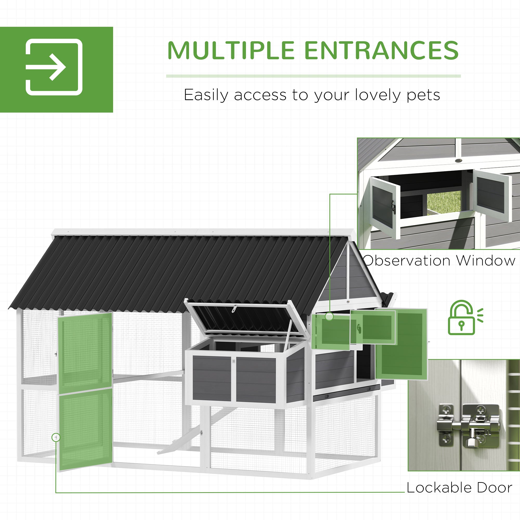 pawhut-grand-poulailler-avec-enclos-2-pondeuses-plateau-et-rampe-gris image 8