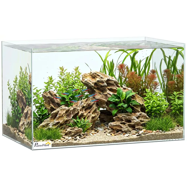 pawhut-aquarium-verre-43-l-50-x-30-x-30-cm-avec-tapis-de-protection image 1