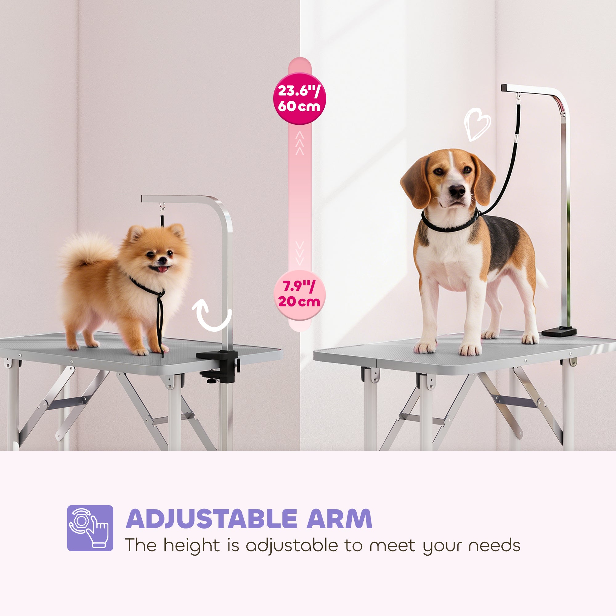 pawhut-table-de-toilettage-pliable-81-cm-pour-chiens-petits-et-moyens-grise image 6