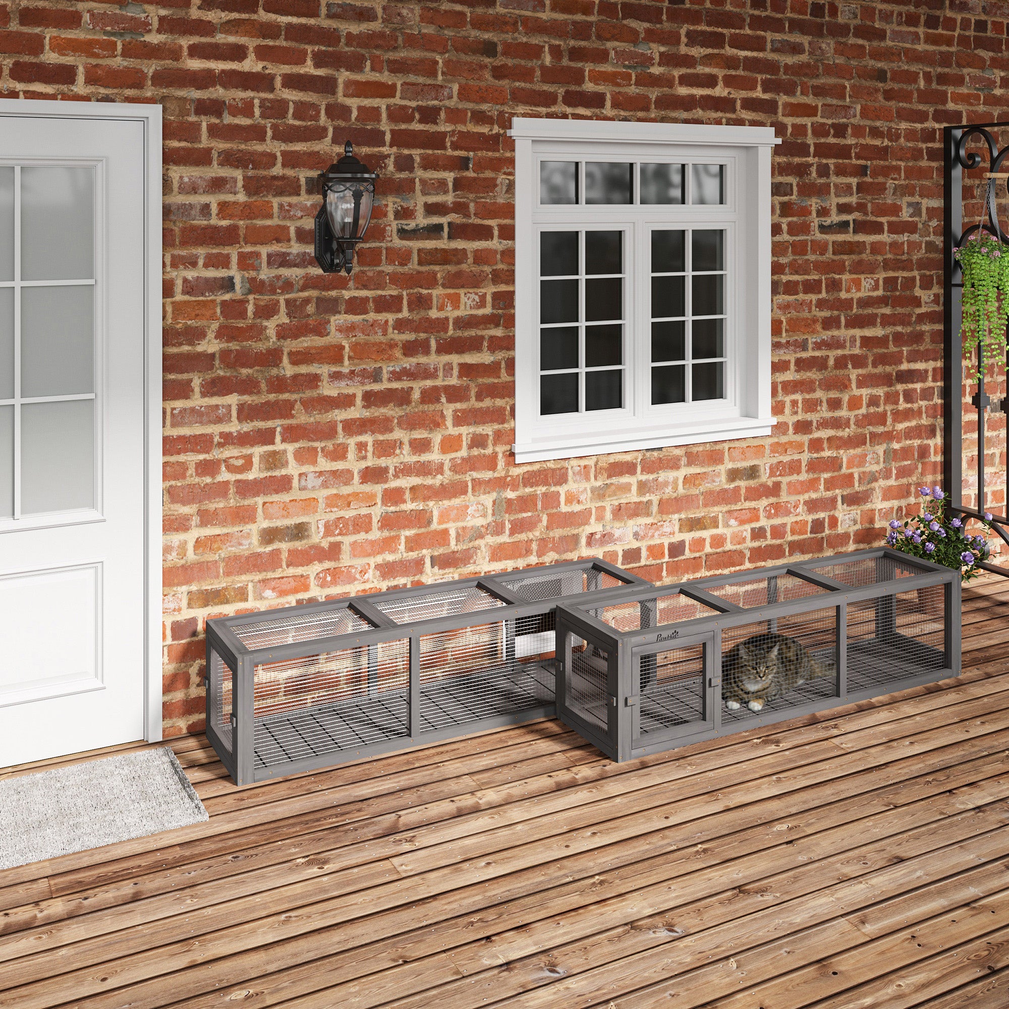 pawhut-tunnel-ext-rieur-extensible-pour-chat-59-avec-cadre-en-bois-pour-balcon-t image 5