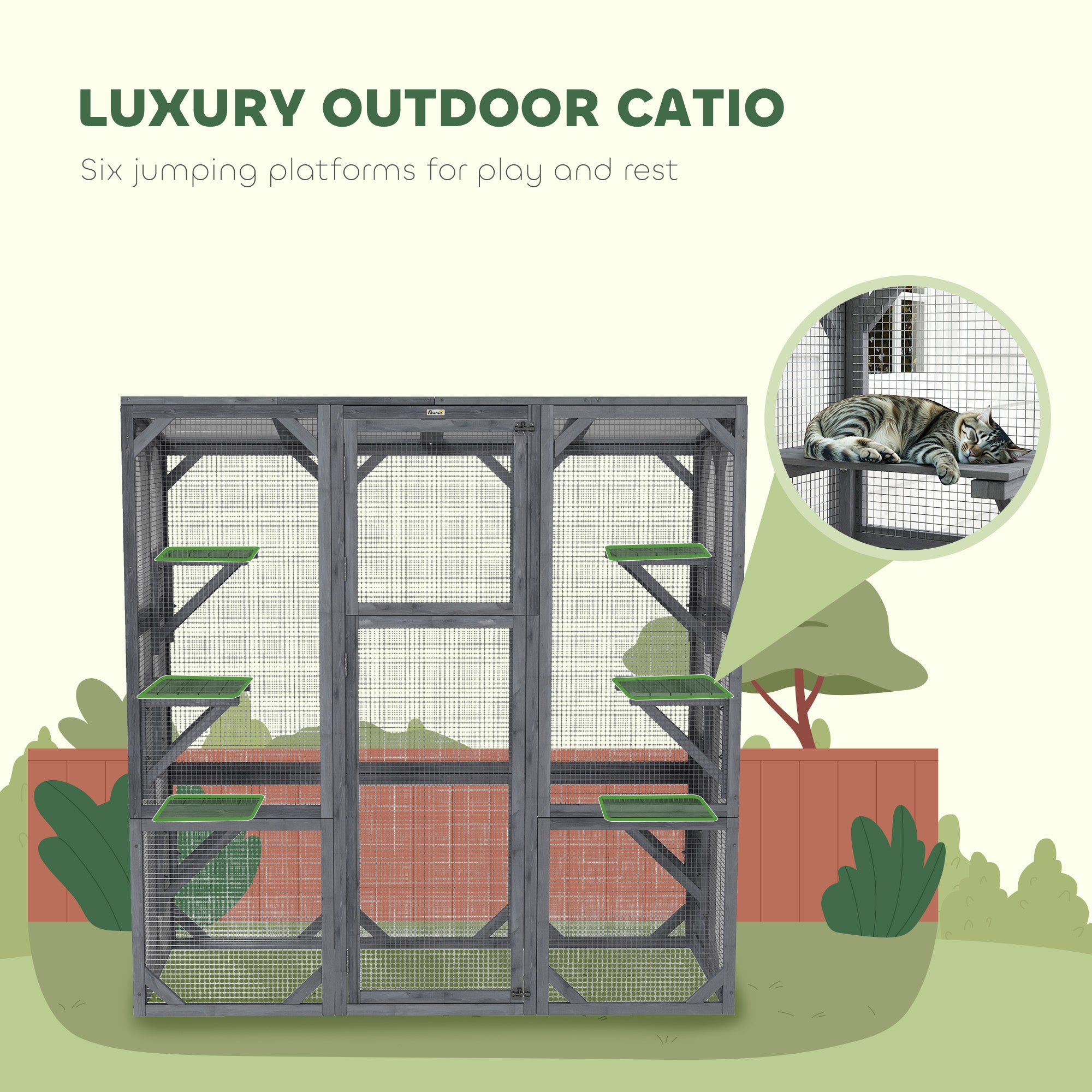pawhut-catio-ext-rieur-avec-6-plateformes-grande-porte-et-toit-tanche-gris image 6