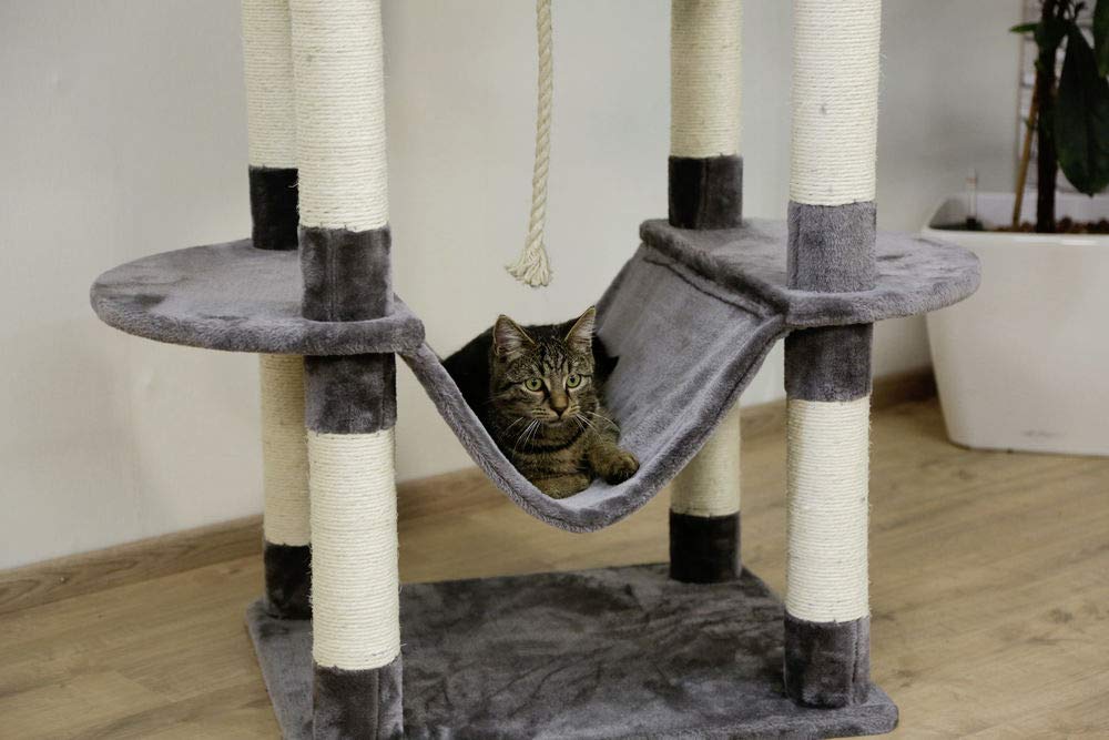 kerbl-pet-matteo-arbre-chat-gris-180-cm-avec-grotte-xxl-et-hamac image 4