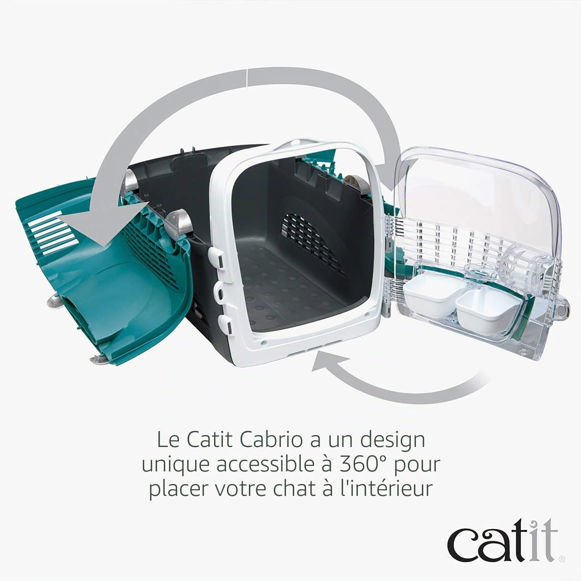 catit-design-cabrio-cage-de-transport-chat-turquoise-multifonction image 3