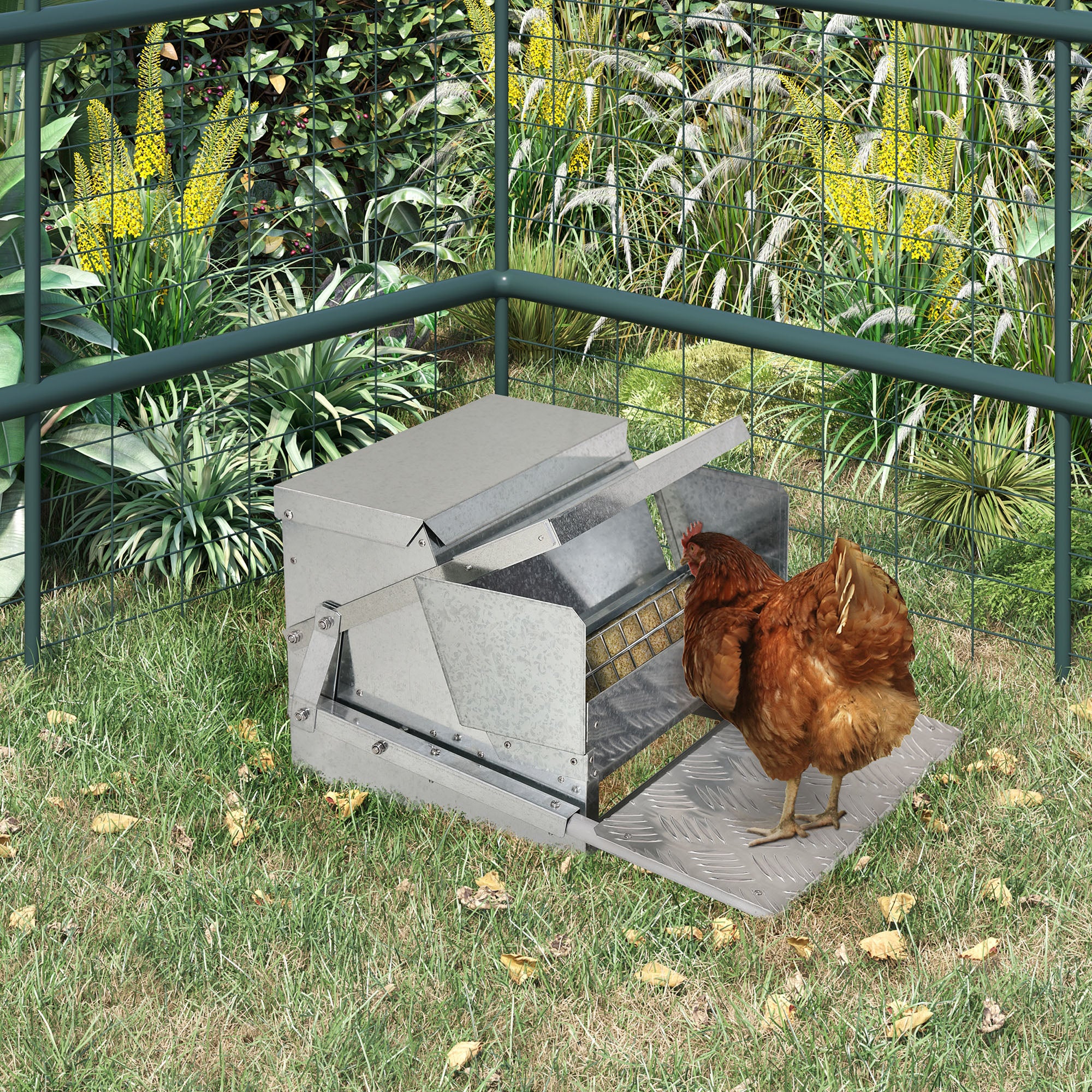 pawhut-mangeoire-poules-automatique-11-5-kg-tanche-pour-10-poules image 4