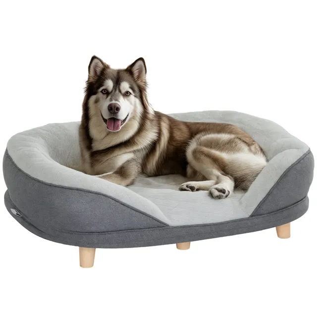 pawhut-canap-lit-pour-grand-chien-avec-housse-amovible-lavable-gris image 1