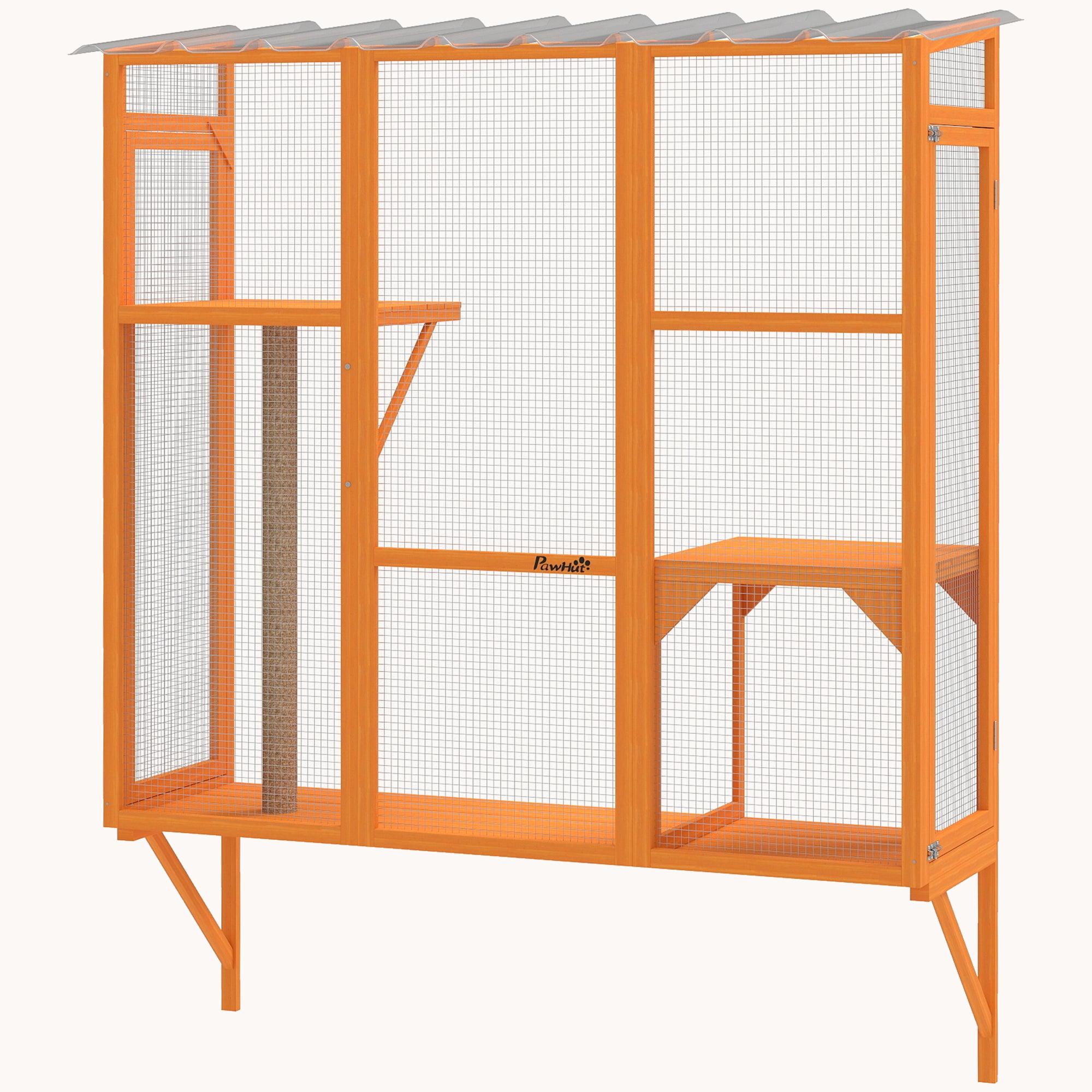 pawhut-arbre-chat-mural-fen-tre-orange-155-cm-pour-2-3-chats image 3